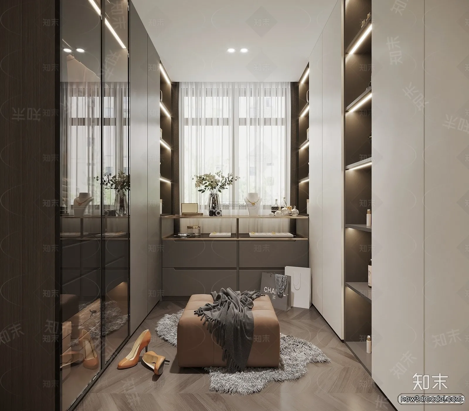 Modern Style Interior 3D Blocks and 3D Models - Dressing Room 3D Scene - 682