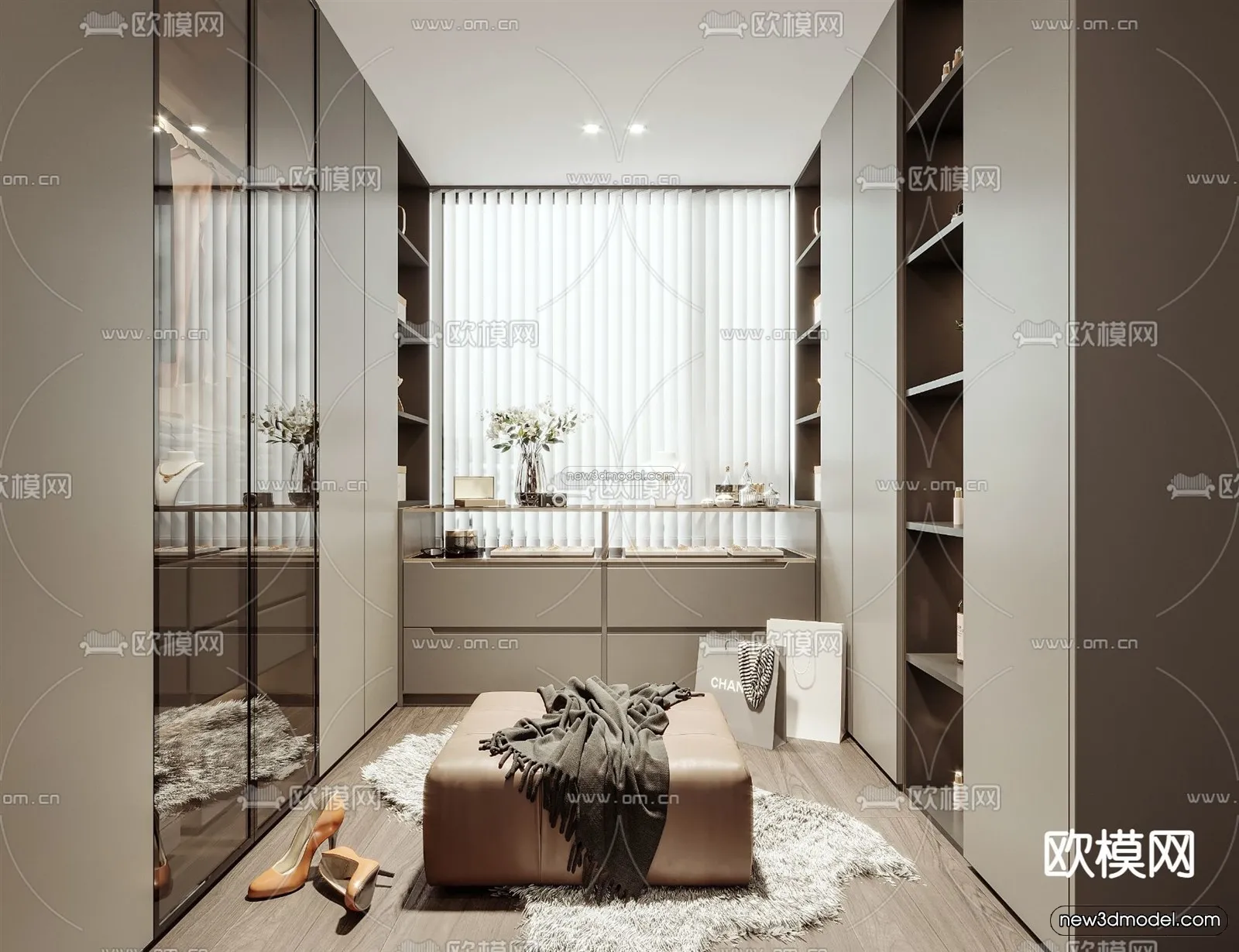 Modern Style Interior 3D Blocks and 3D Models - Dressing Room 3D Scene - 683