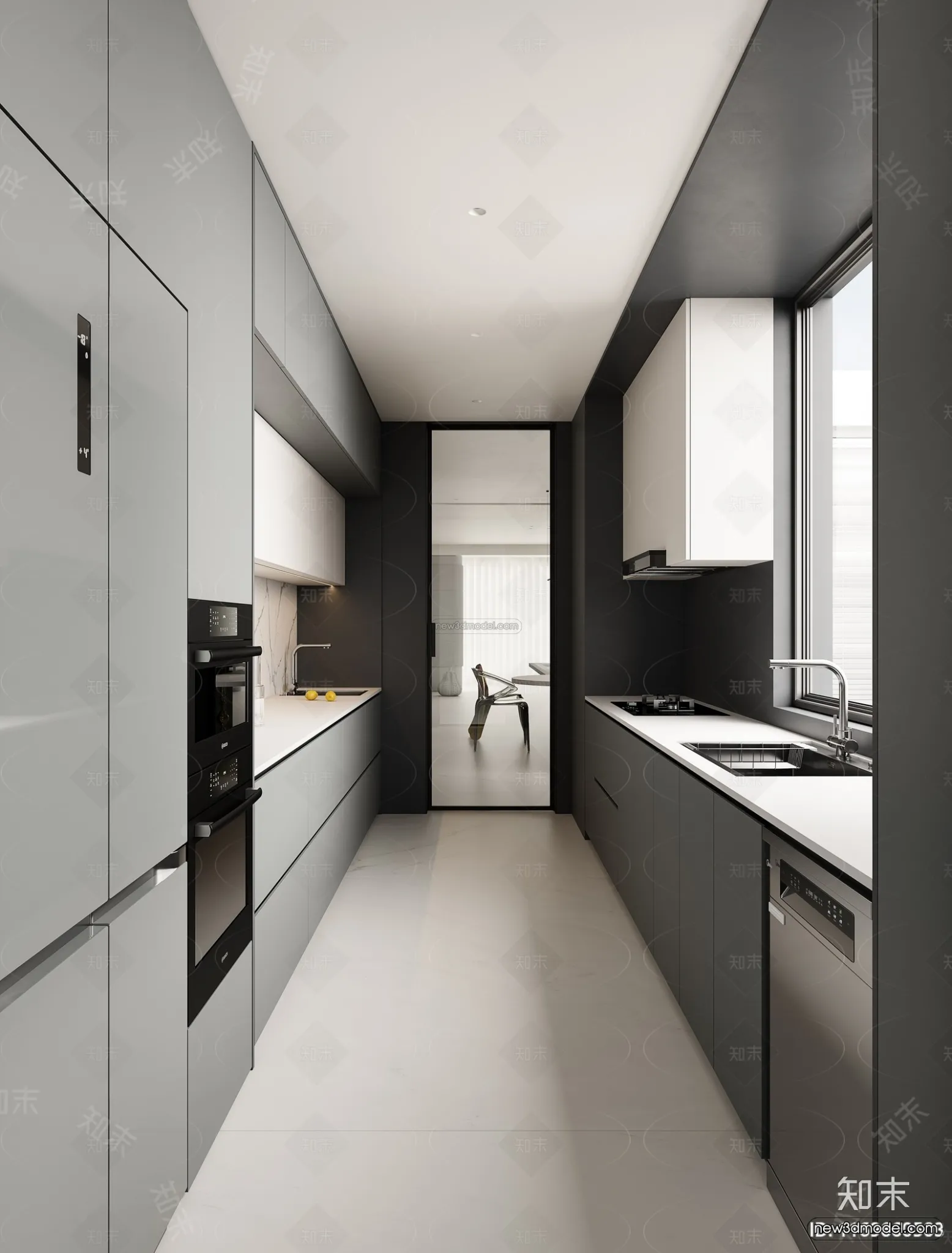 Modern Style Interior 3D Blocks and 3D Models - Kitchen 3D Scene - 623