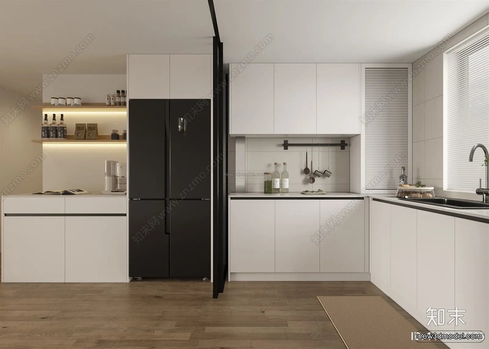 Modern Style Interior 3D Blocks and 3D Models - Kitchen 3D Scene - 625