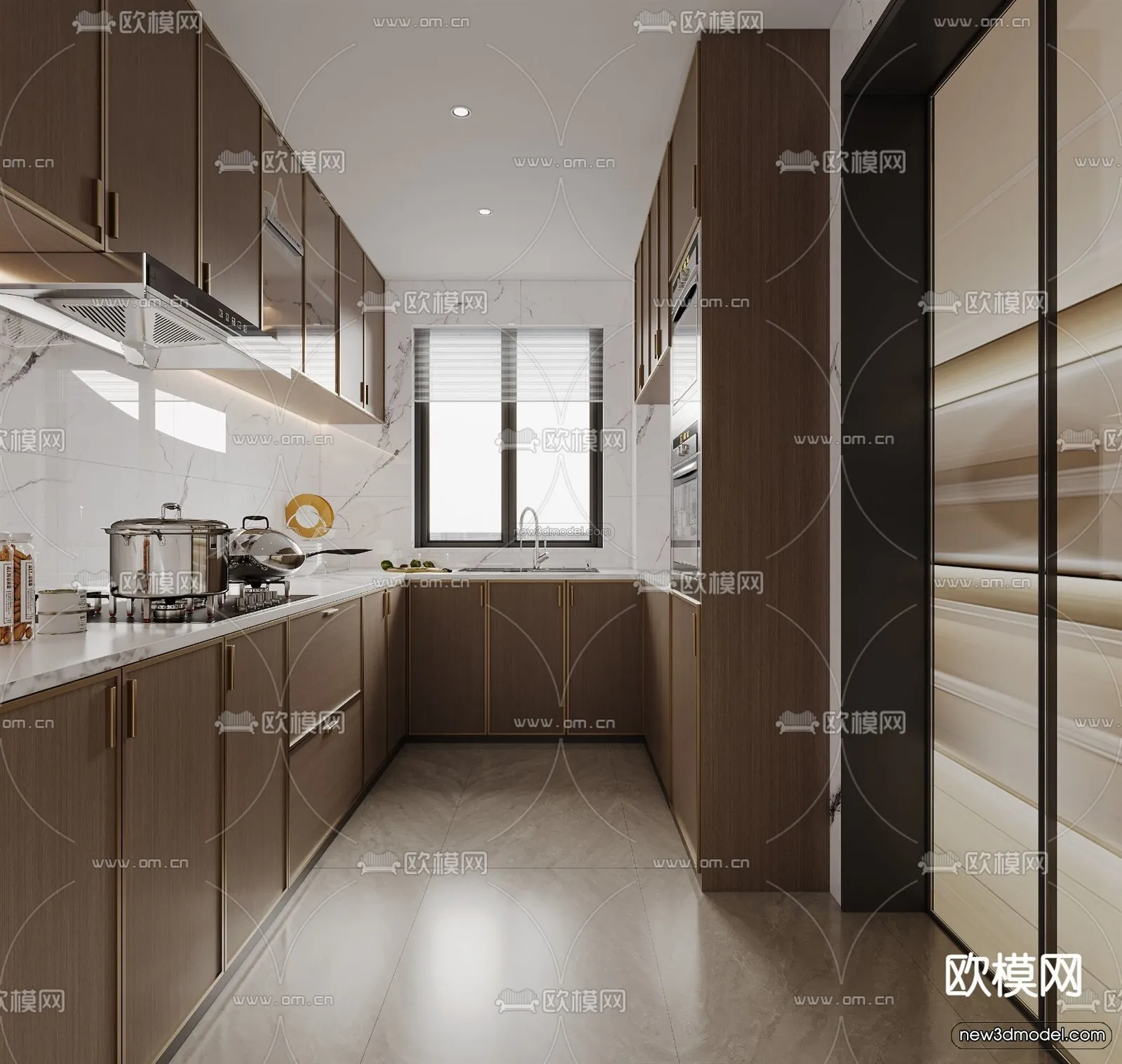 Modern Style Interior 3D Blocks and 3D Models - Kitchen 3D Scene - 628
