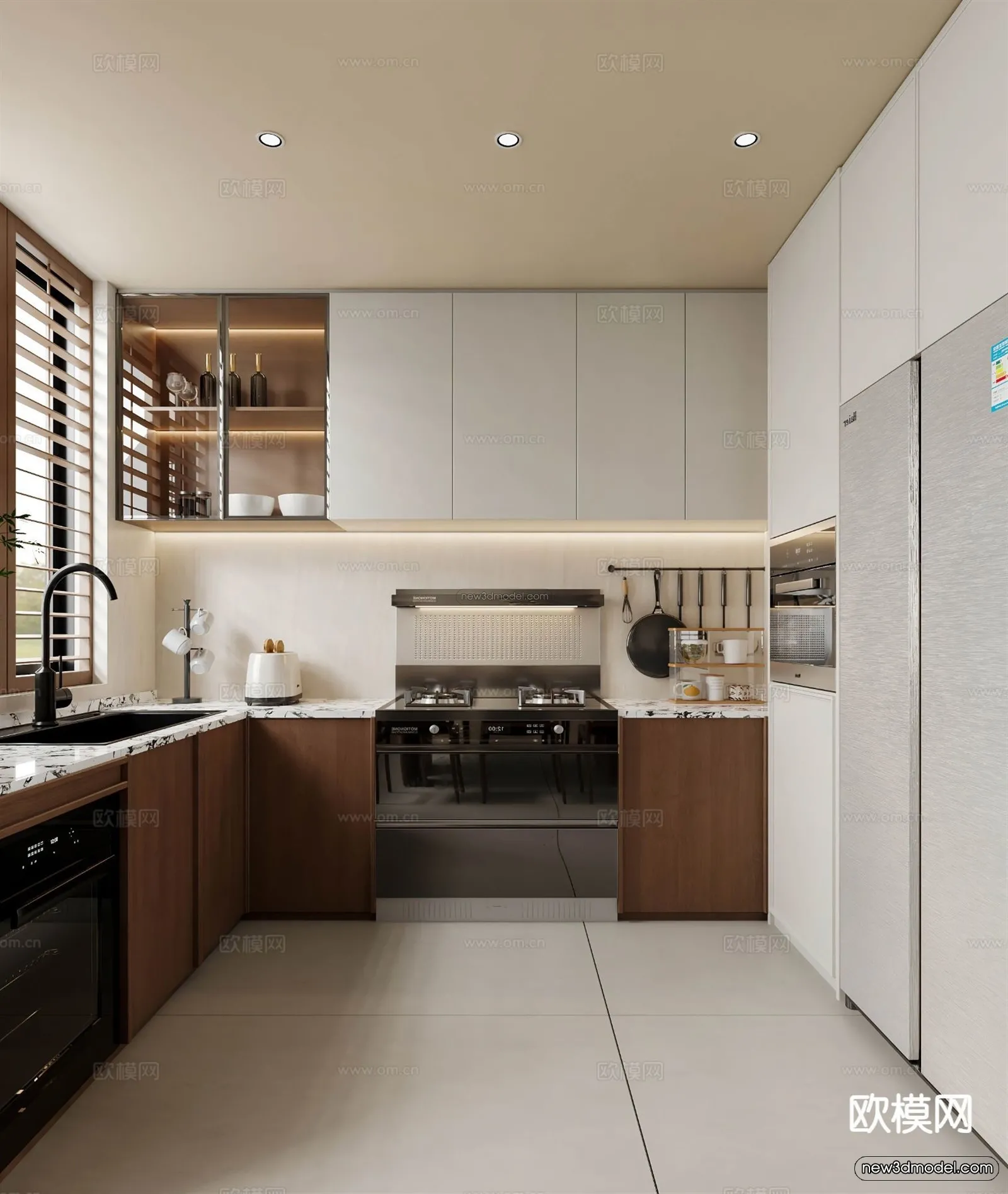 Modern Style Interior 3D Blocks and 3D Models - Kitchen 3D Scene - 629