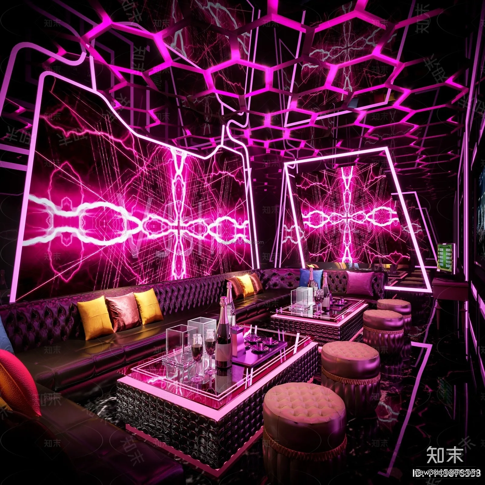 Modern Style Interior 3D Blocks and 3D Models - KTV 3D Scene - 732