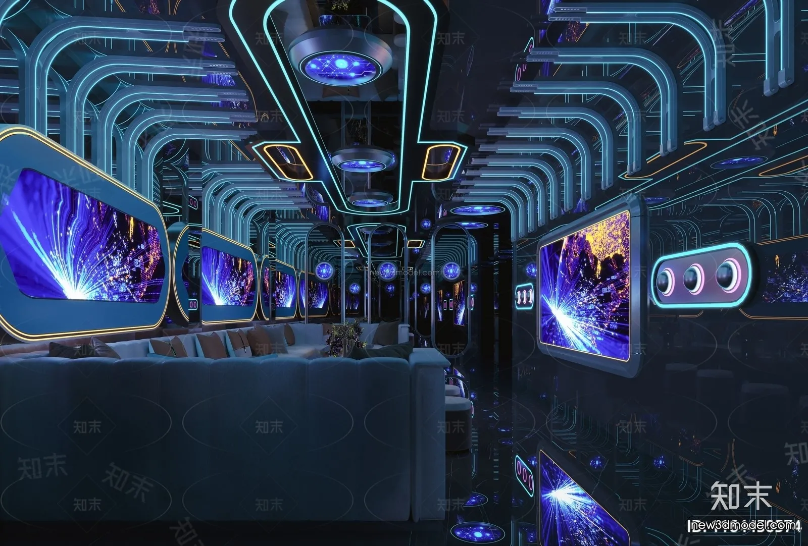 Modern Style Interior 3D Blocks and 3D Models - KTV 3D Scene - 736