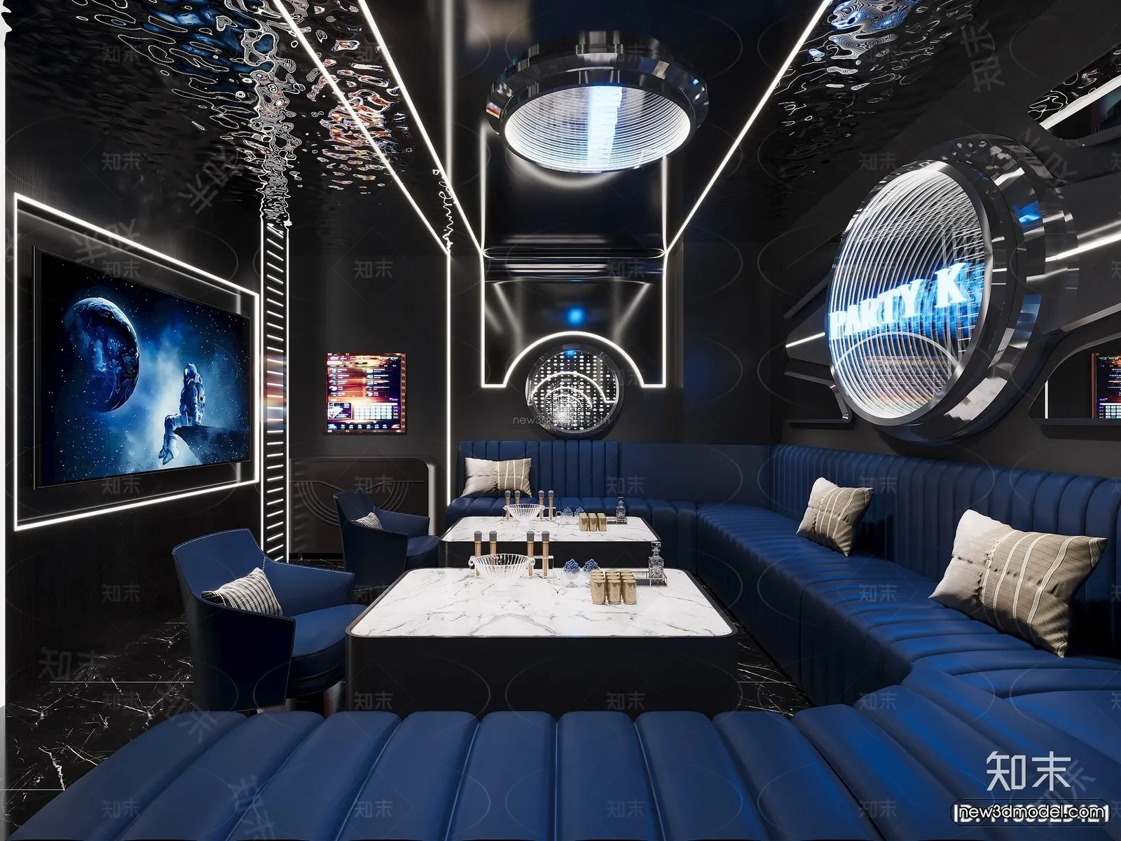 Modern Style Interior 3D Blocks and 3D Models - KTV 3D Scene - 744