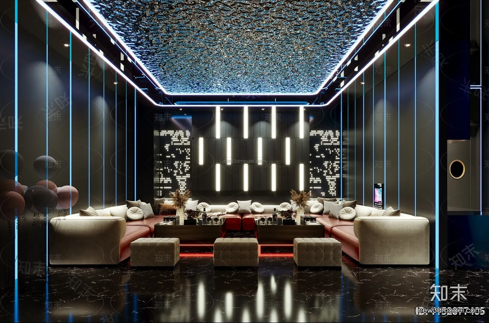 Modern Style Interior 3D Blocks and 3D Models - KTV 3D Scene - 745