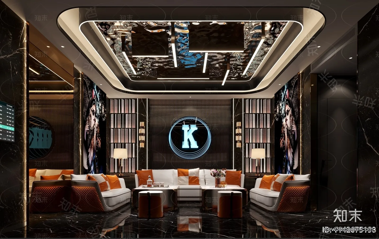 Modern Style Interior 3D Blocks and 3D Models - KTV 3D Scene - 746