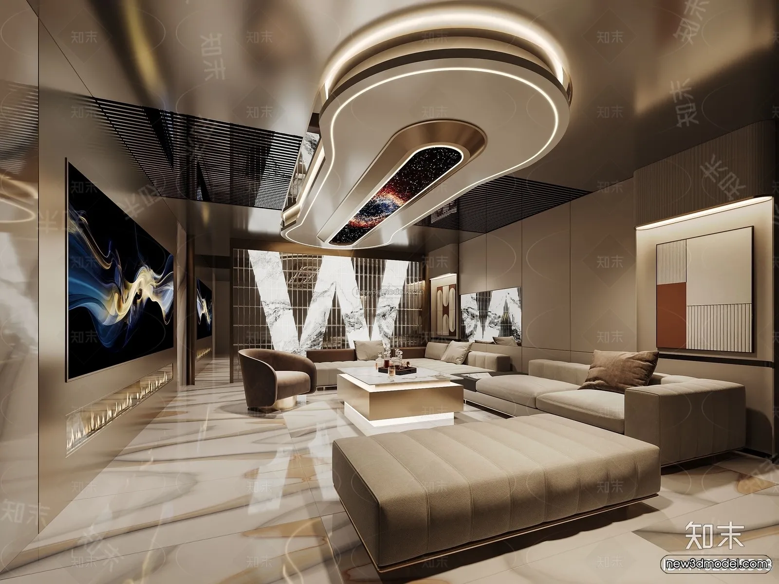 Modern Style Interior 3D Blocks and 3D Models - KTV 3D Scene - 752