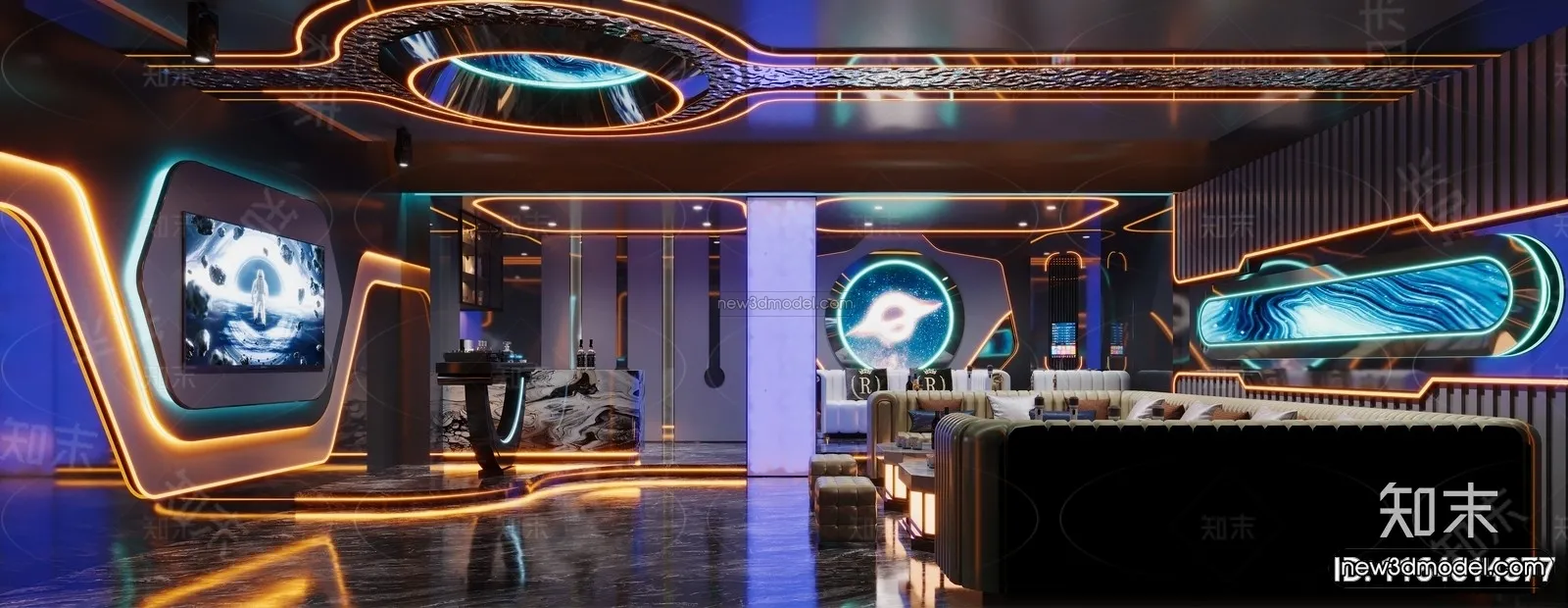 Modern Style Interior 3D Blocks and 3D Models - KTV 3D Scene - 759