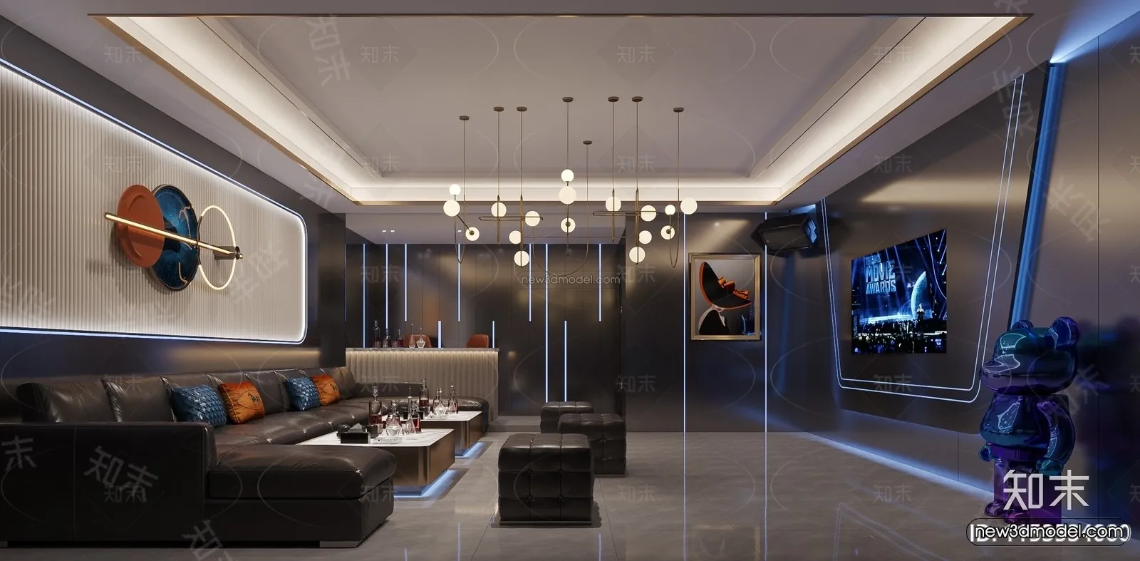Modern Style Interior 3D Blocks and 3D Models - KTV 3D Scene - 761