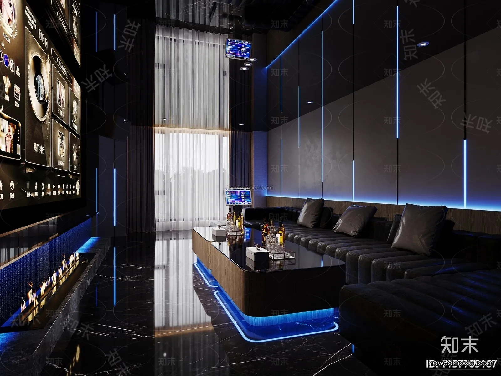 Modern Style Interior 3D Blocks and 3D Models - KTV 3D Scene - 765