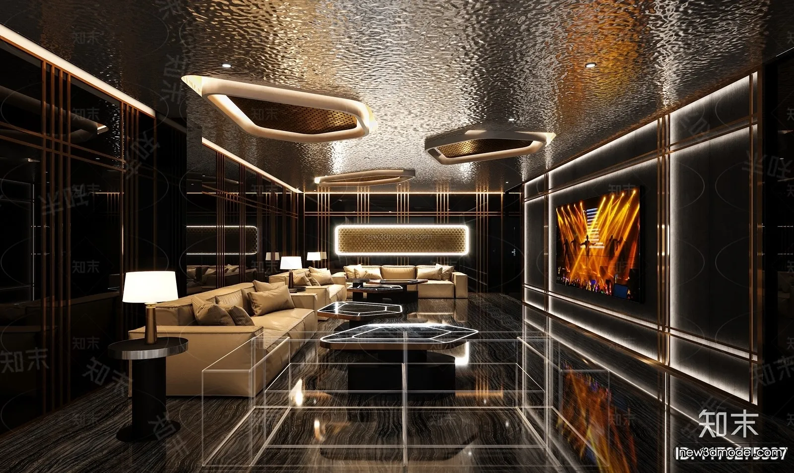 Modern Style Interior 3D Blocks and 3D Models - KTV 3D Scene - 766