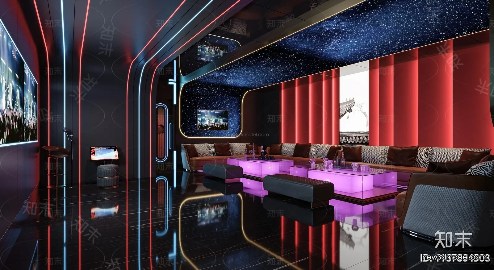 Modern Style Interior 3D Blocks and 3D Models - KTV 3D Scene - 767