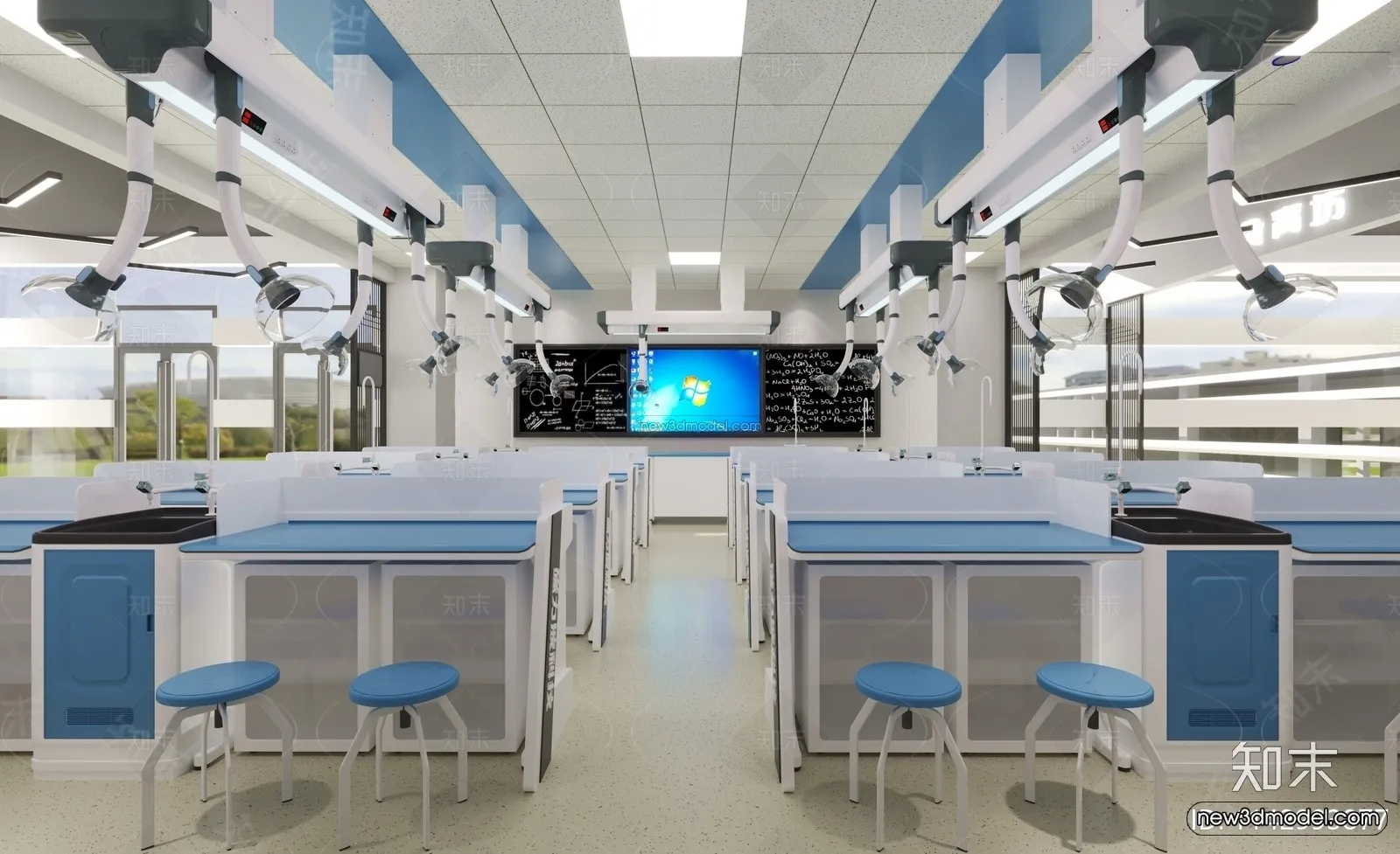 Modern Style Interior 3D Blocks and 3D Models - Laboratory 3D Scene - 1035