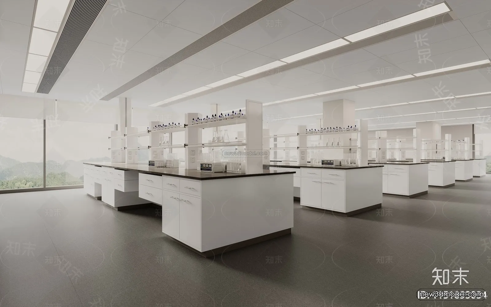 Modern Style Interior 3D Blocks and 3D Models - Laboratory 3D Scene - 1036