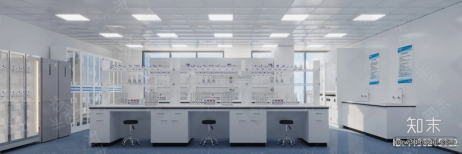 Modern Style Interior 3D Blocks and 3D Models - Laboratory 3D Scene - 1039