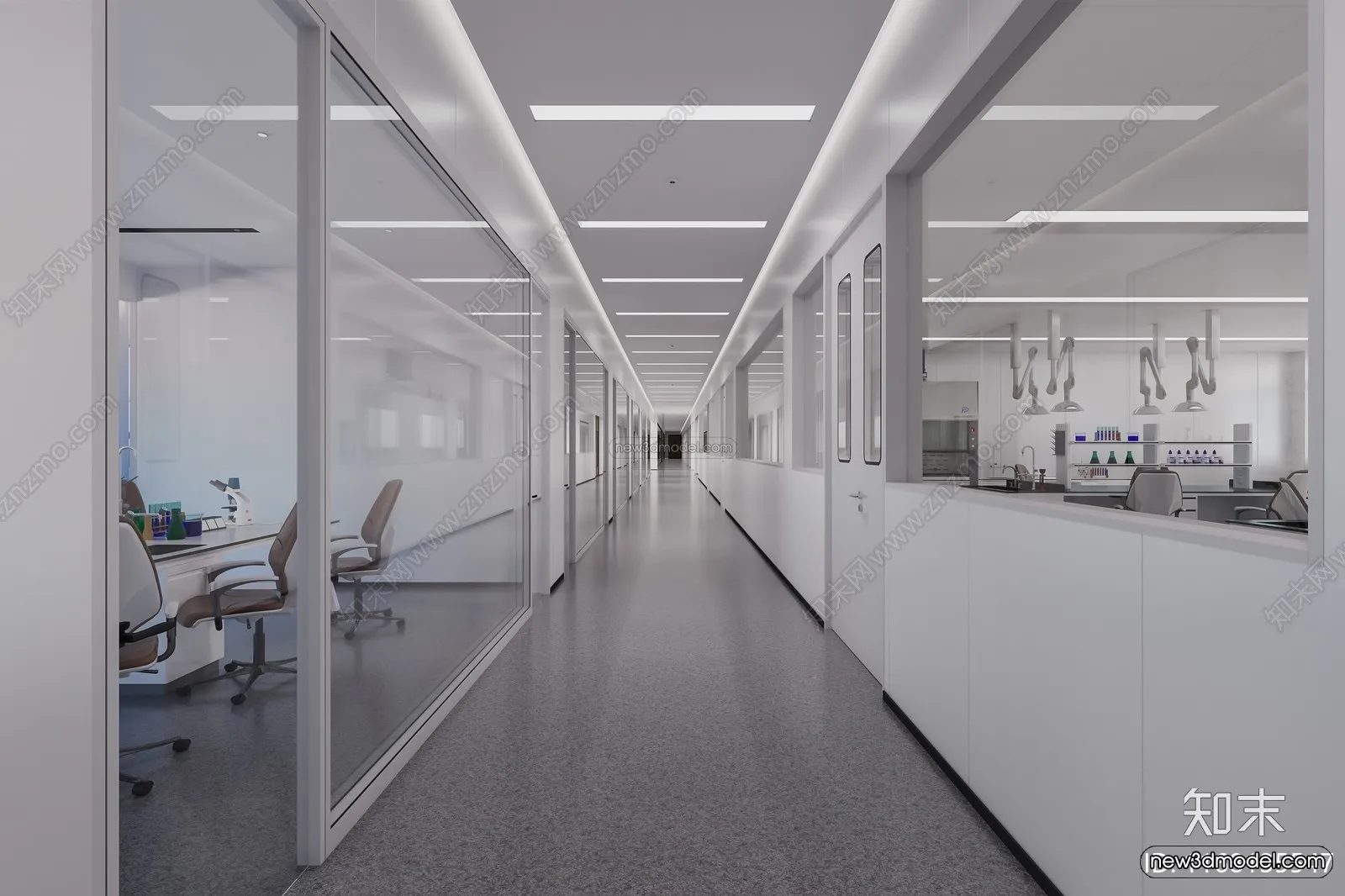 Modern Style Interior 3D Blocks and 3D Models - Laboratory 3D Scene - 1044