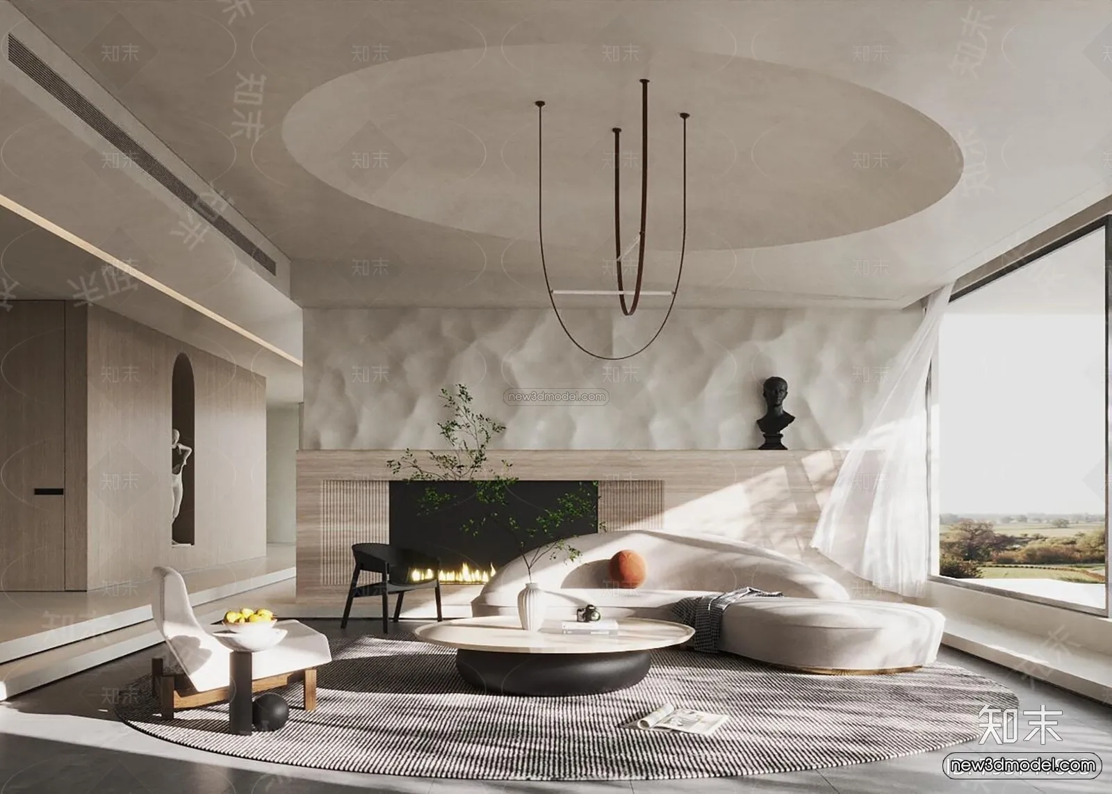 Modern Style Interior 3D Blocks and 3D Models - Living Room 3D Scene - 040