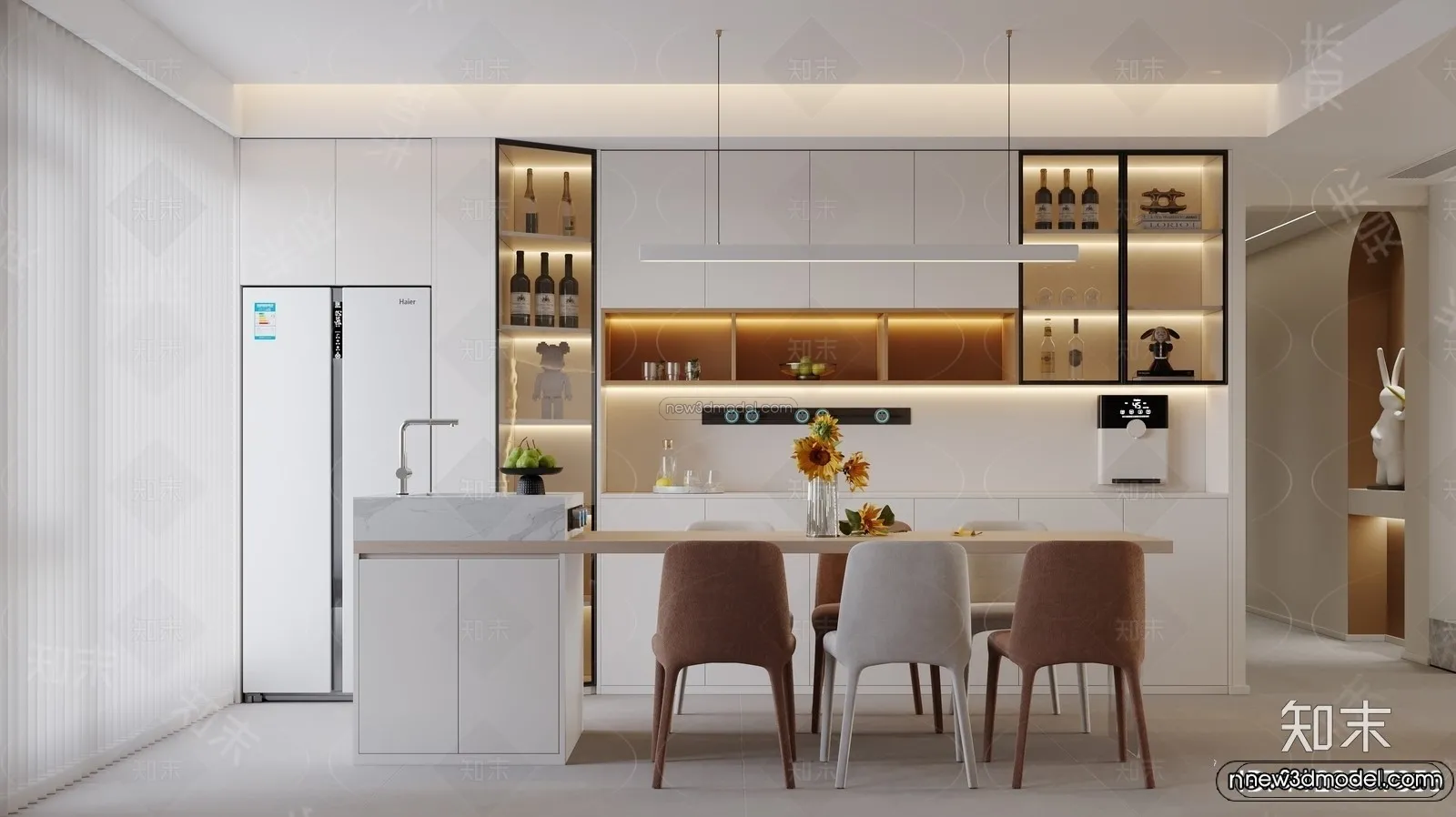 Modern Style Interior 3D Blocks and 3D Models - Living Room 3D Scene - 046