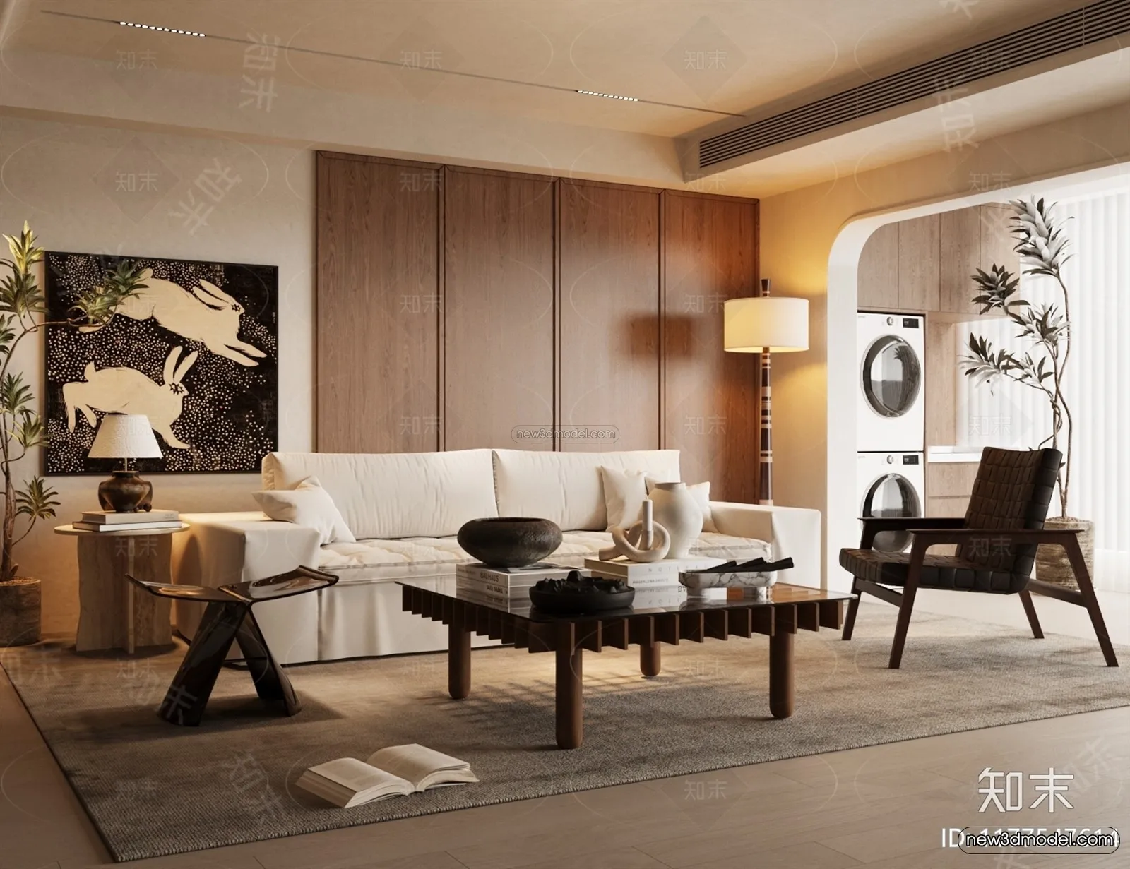Modern Style Interior 3D Blocks and 3D Models - Living Room 3D Scene - 050