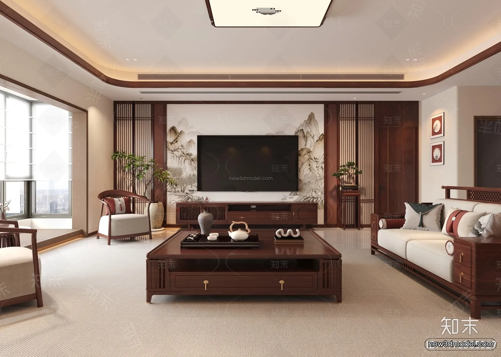 Modern Style Interior 3D Blocks and 3D Models - Living Room 3D Scene - 051