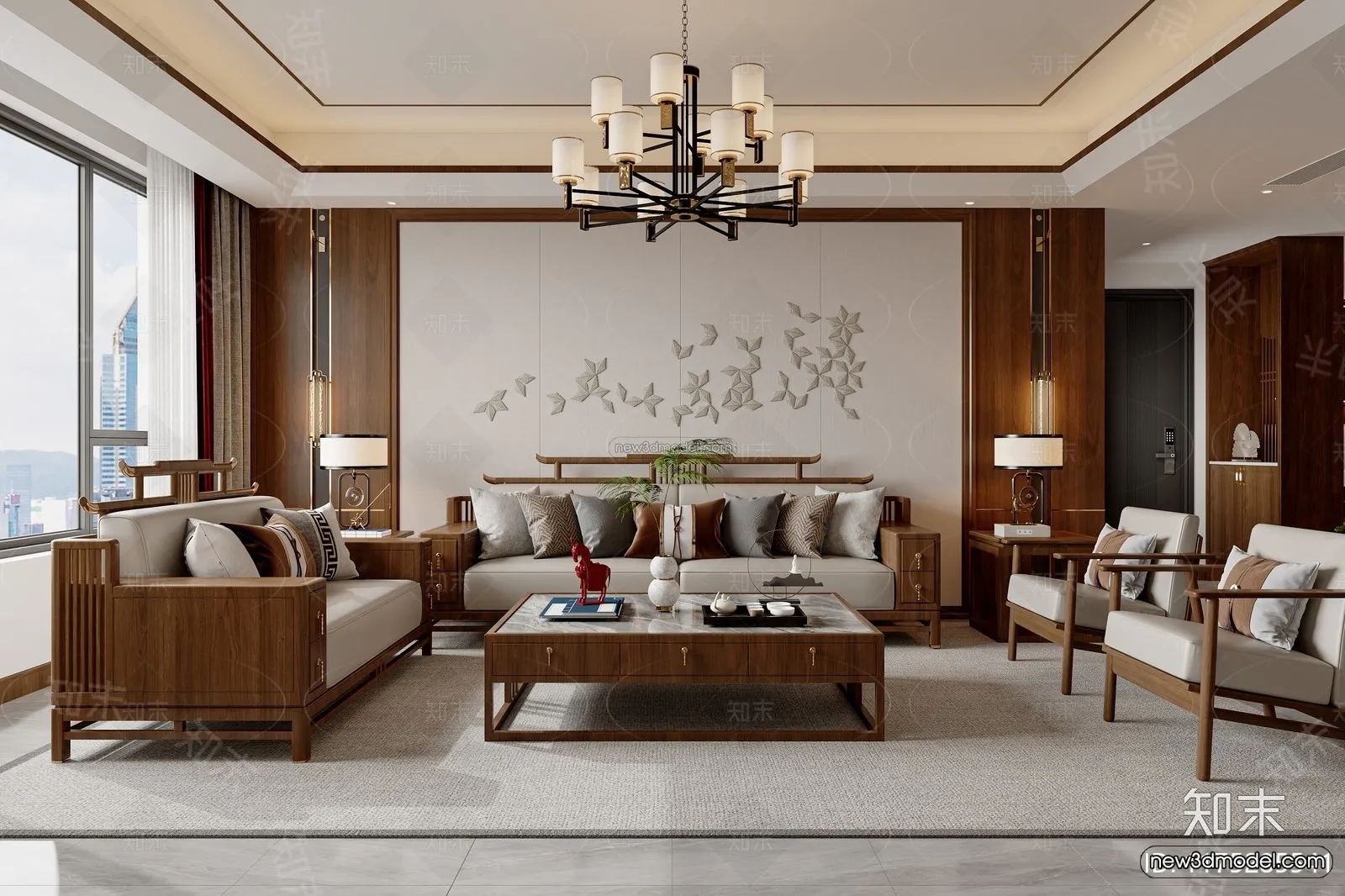 Modern Style Interior 3D Blocks and 3D Models - Living Room 3D Scene - 052