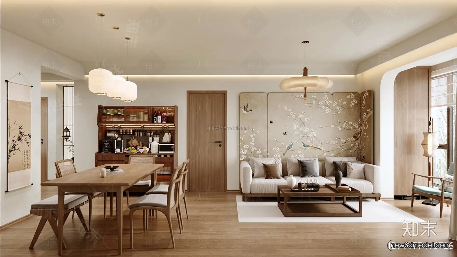 Modern Style Interior 3D Blocks and 3D Models - Living Room 3D Scene - 059