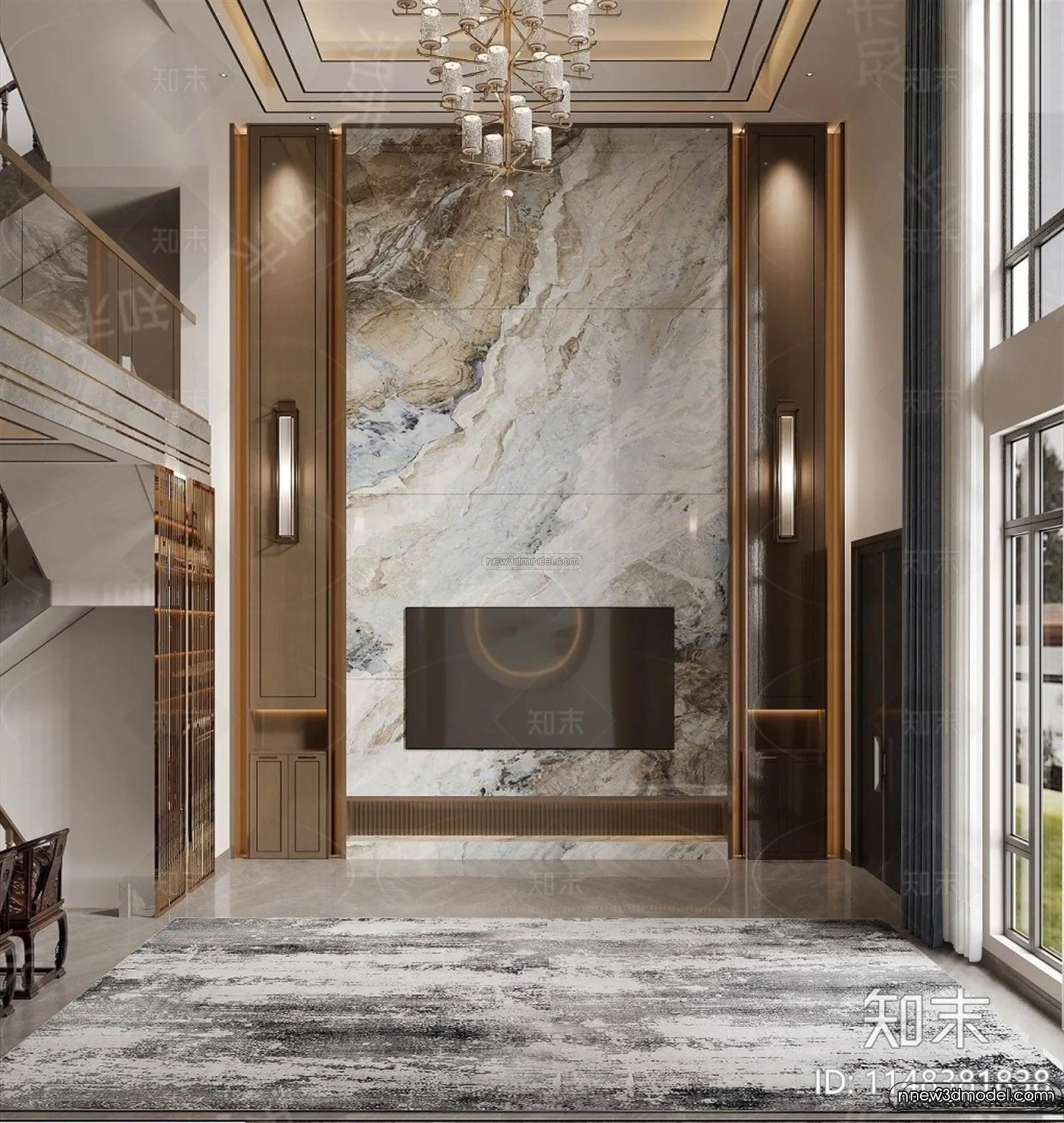 Modern Style Interior 3D Blocks and 3D Models - Living Room 3D Scene - 062