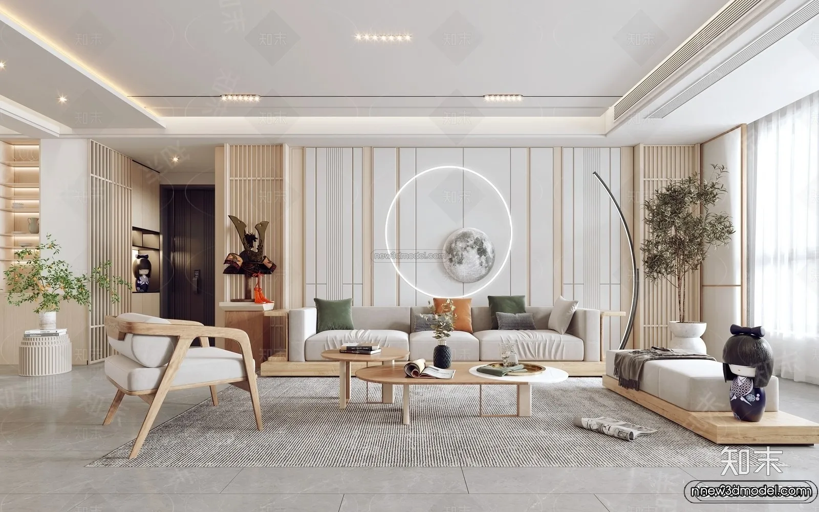 Modern Style Interior 3D Blocks and 3D Models - Living Room 3D Scene - 064