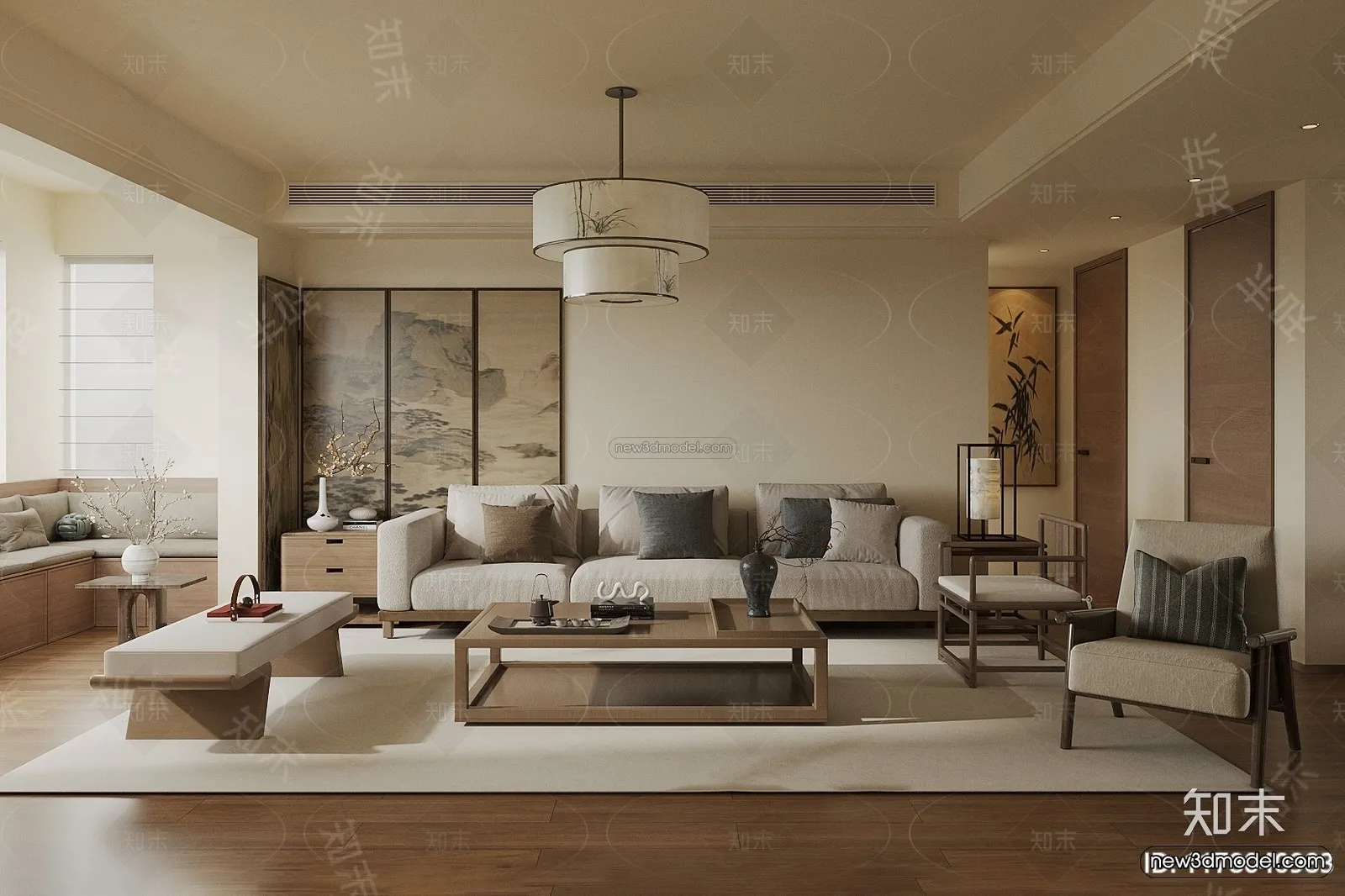 Modern Style Interior 3D Blocks and 3D Models - Living Room 3D Scene - 065