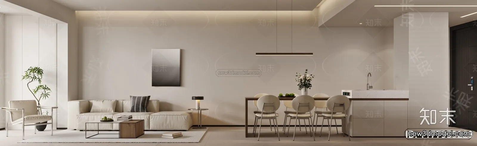 Modern Style Interior 3D Blocks and 3D Models - Living Room 3D Scene - 067