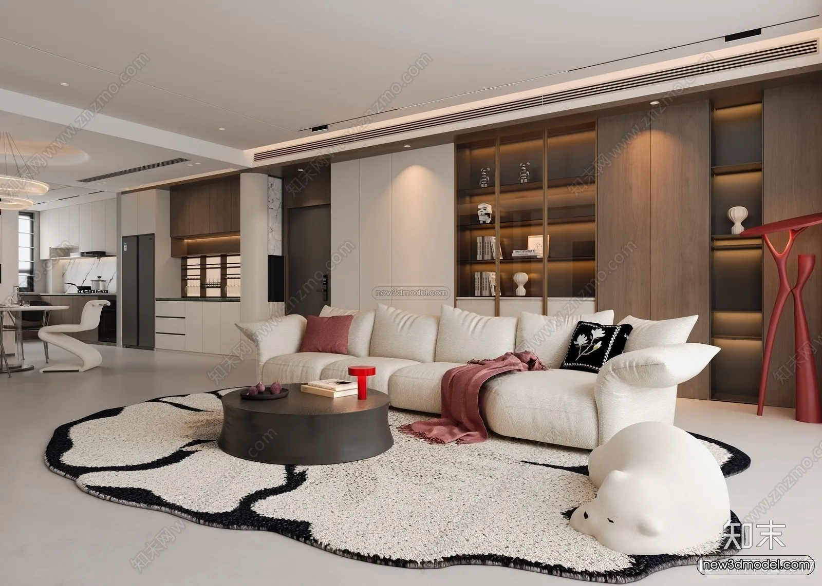 Modern Style Interior 3D Blocks and 3D Models - Living Room 3D Scene - 068