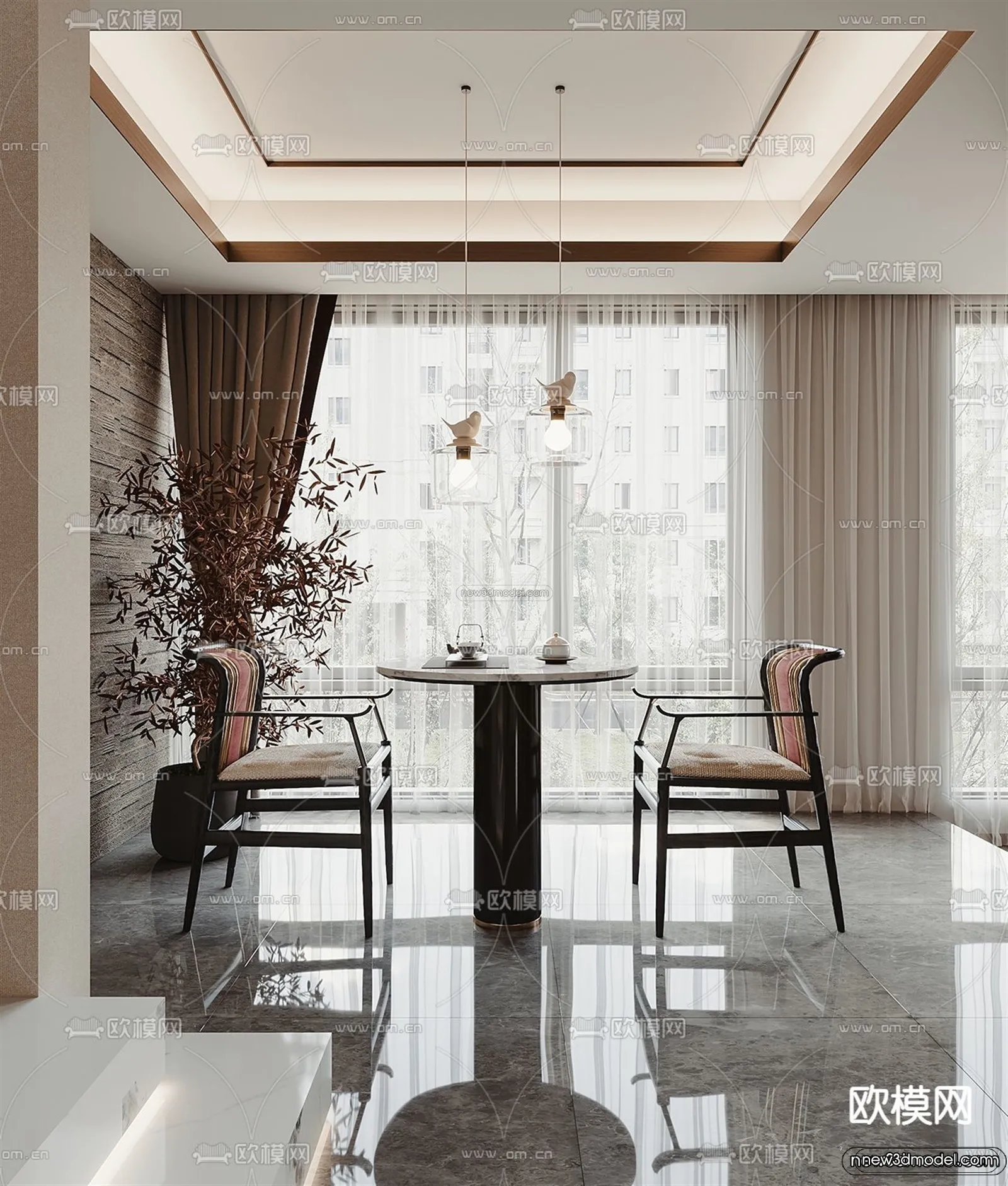 Modern Style Interior 3D Blocks and 3D Models - Living Room 3D Scene - 072