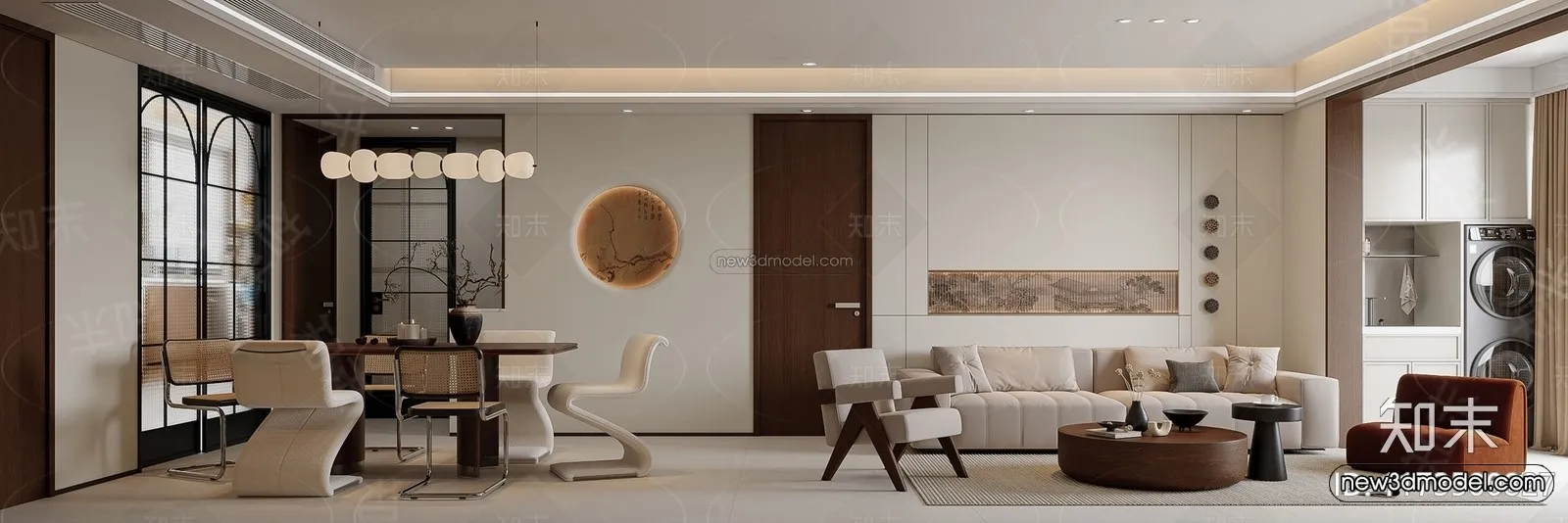 Modern Style Interior 3D Blocks and 3D Models - Living Room 3D Scene - 074