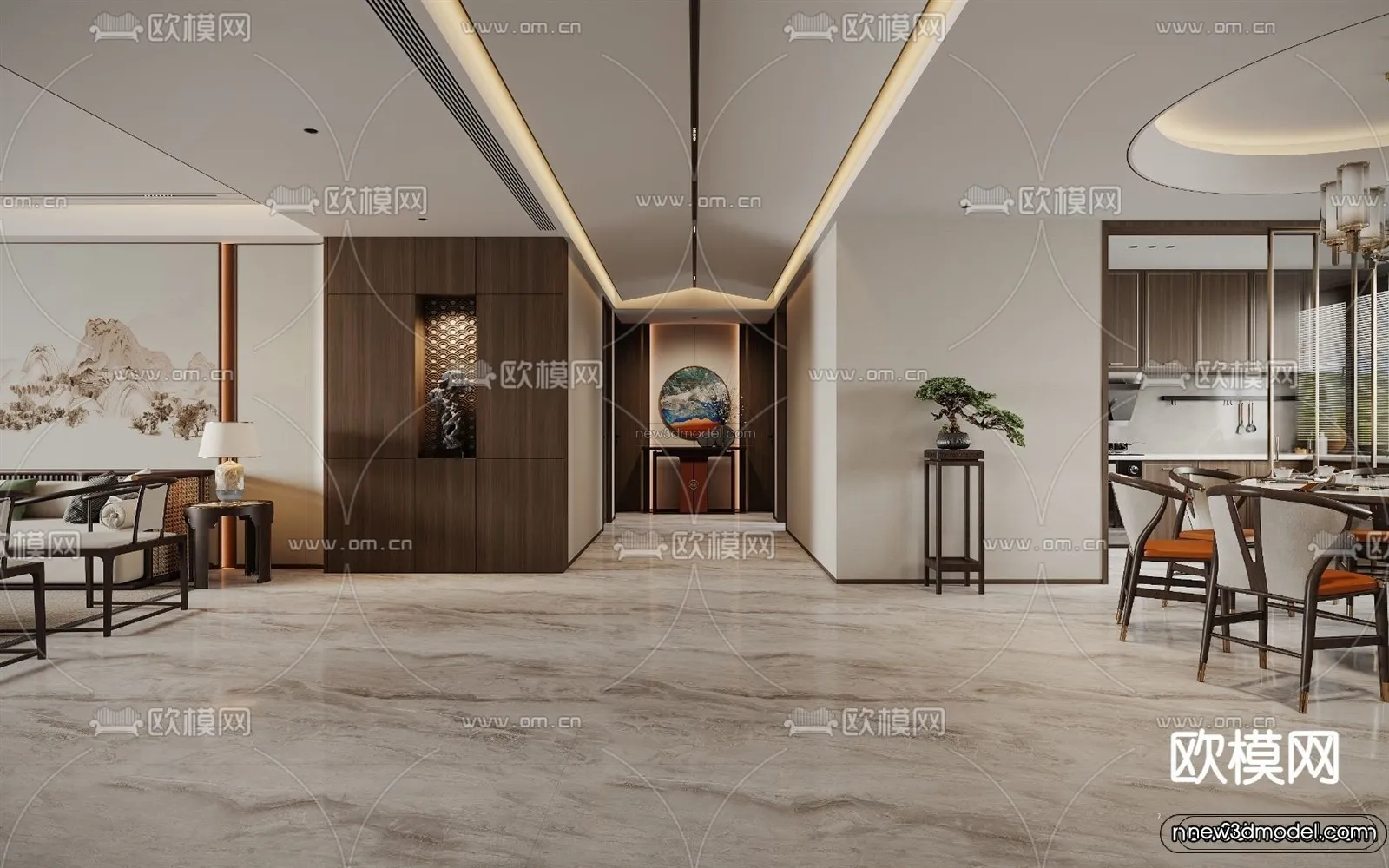 Modern Style Interior 3D Blocks and 3D Models - Living Room 3D Scene - 079