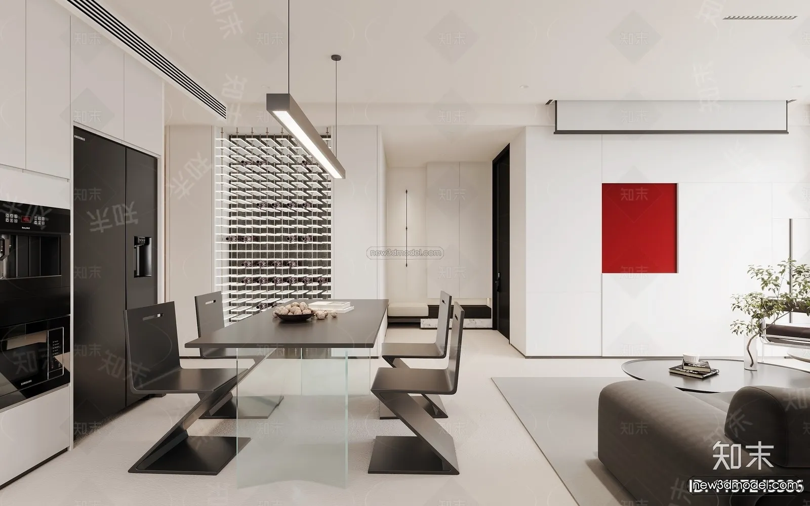 Modern Style Interior 3D Blocks and 3D Models - Living Room 3D Scene - 081