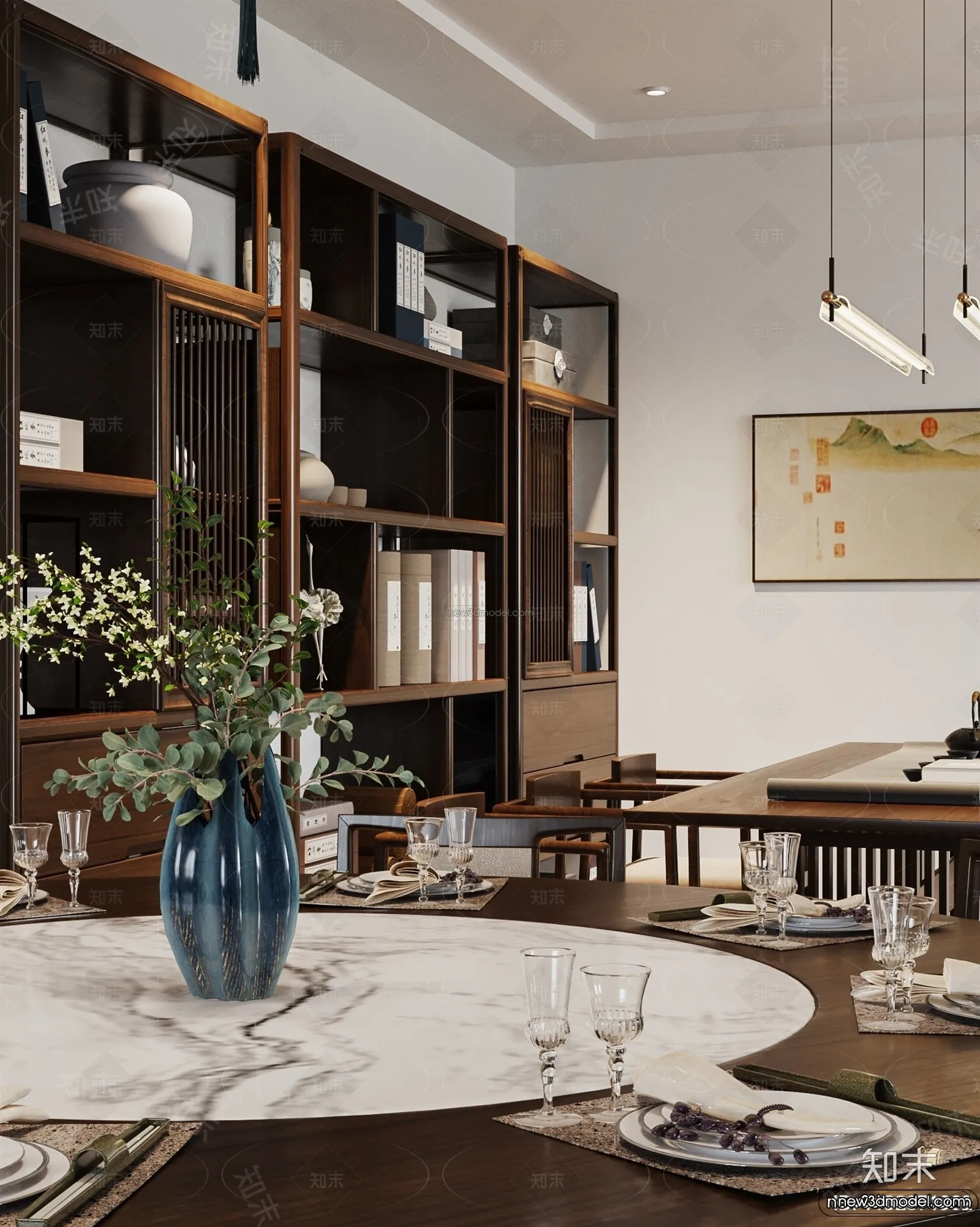 Modern Style Interior 3D Blocks and 3D Models - Living Room 3D Scene - 083