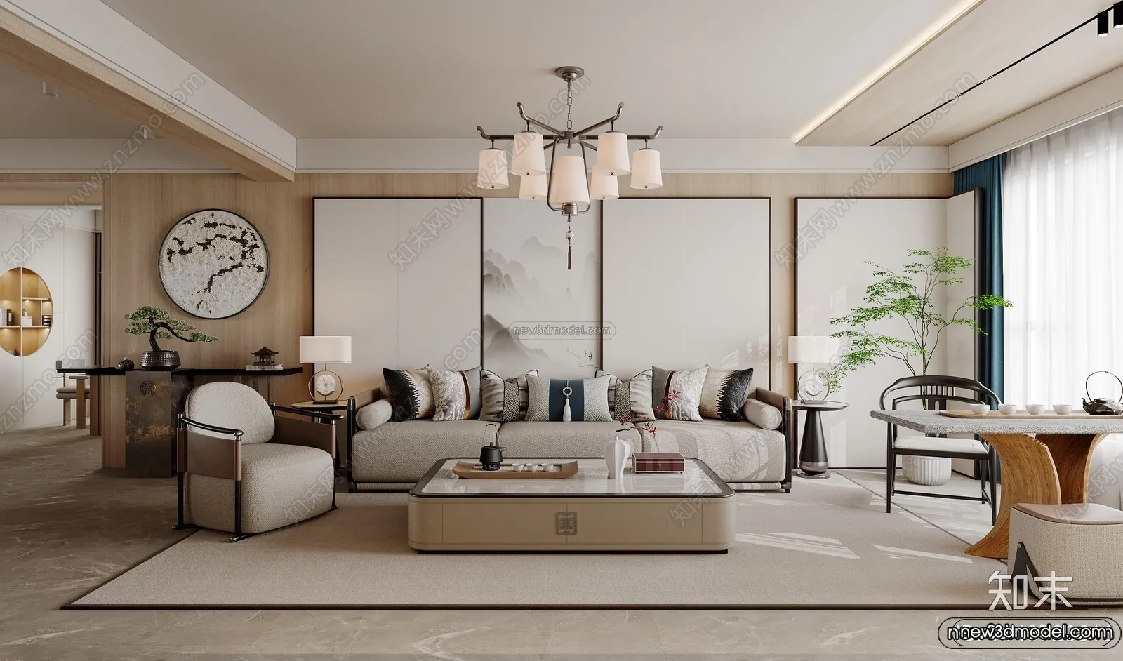 Modern Style Interior 3D Blocks and 3D Models - Living Room 3D Scene - 096