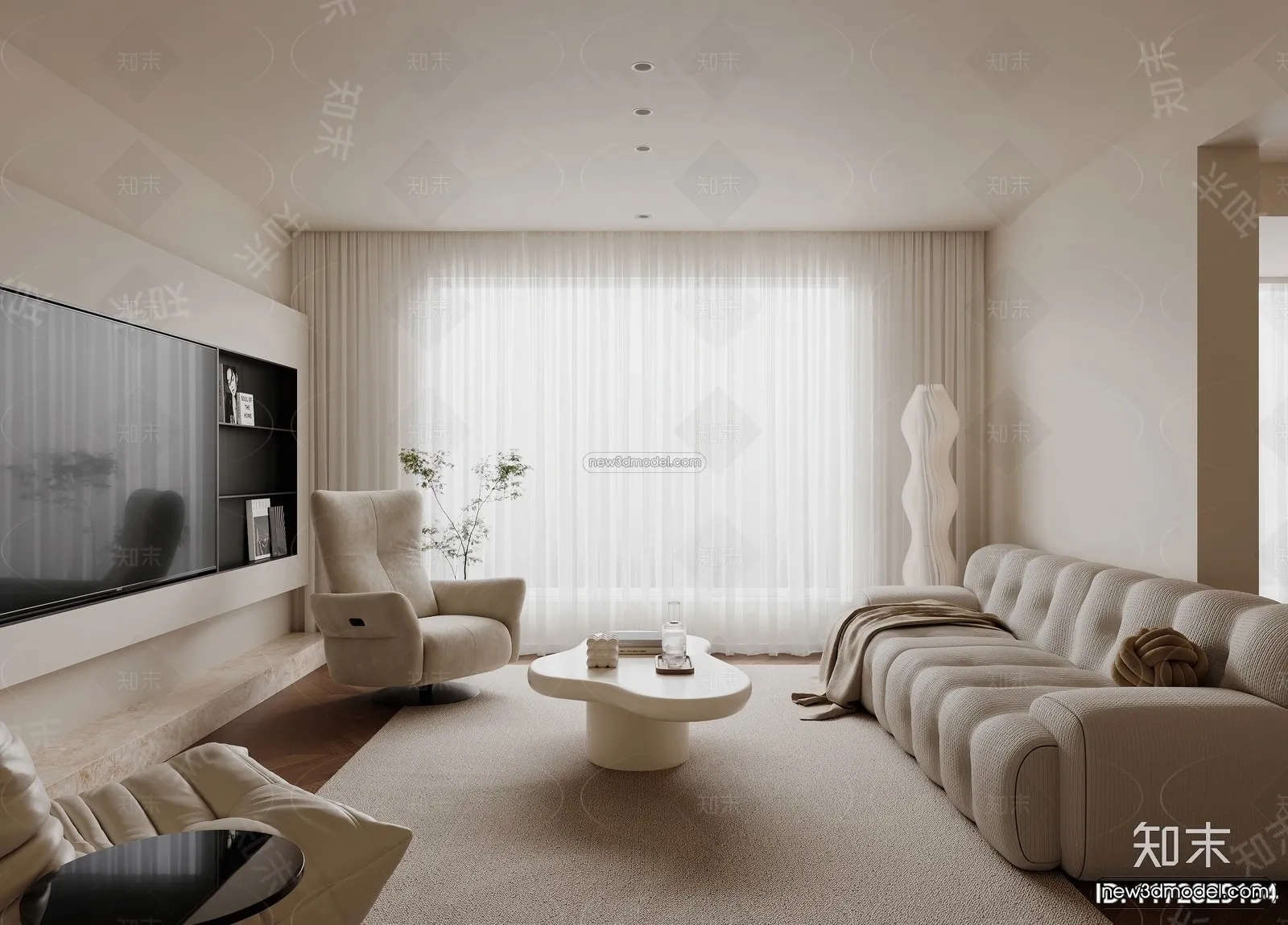 Modern Style Interior 3D Blocks and 3D Models - Living Room 3D Scene - 098