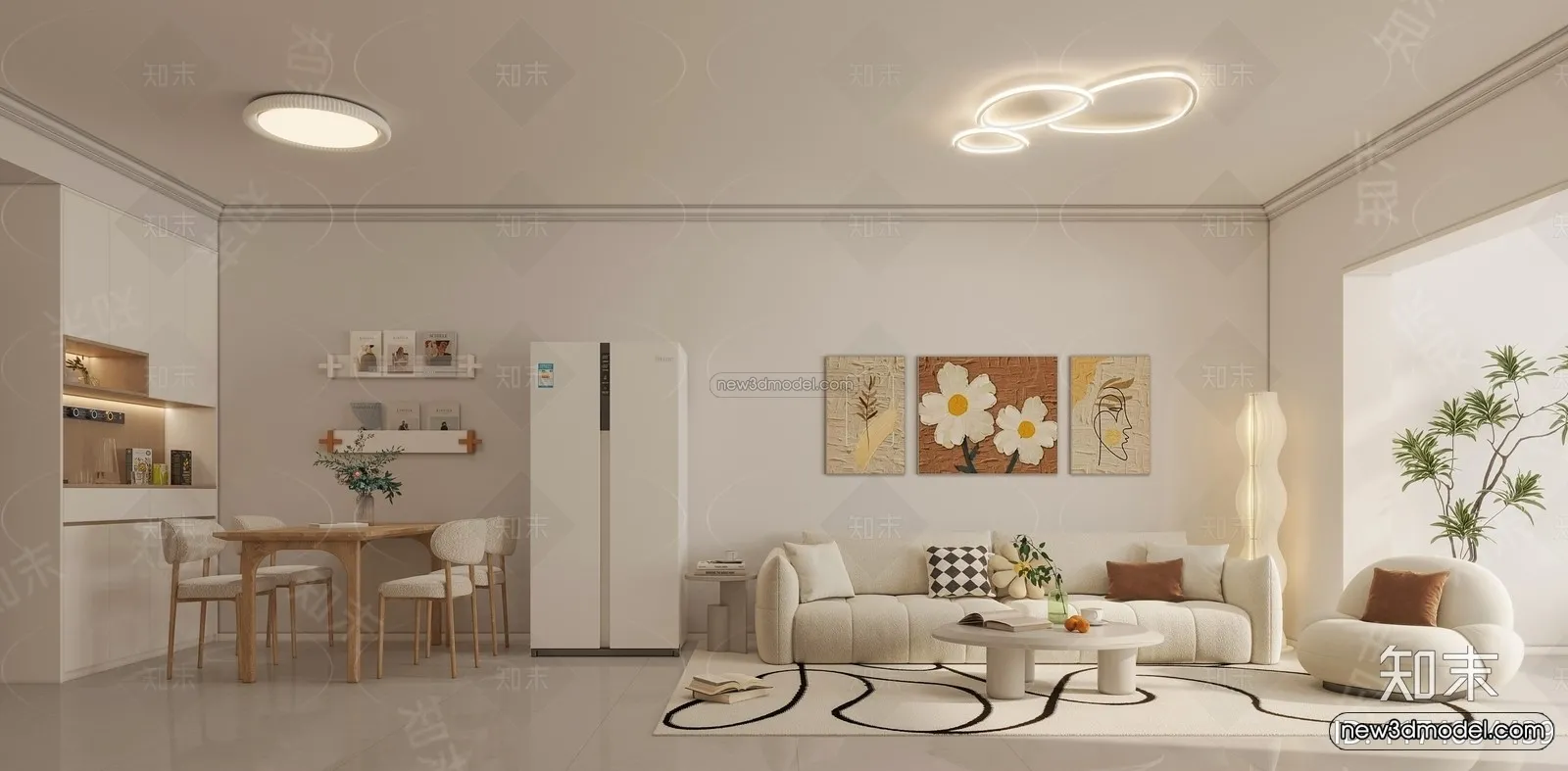 Modern Style Interior 3D Blocks and 3D Models - Living Room 3D Scene - 099