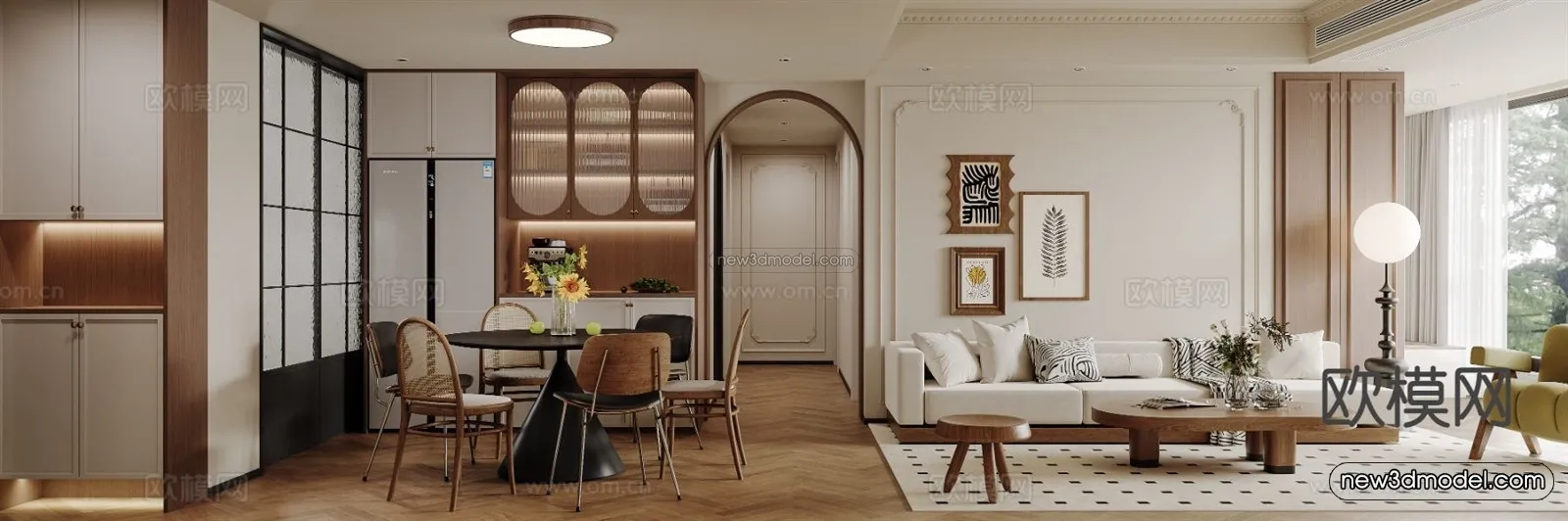 Modern Style Interior 3D Blocks and 3D Models - Living Room 3D Scene - 100