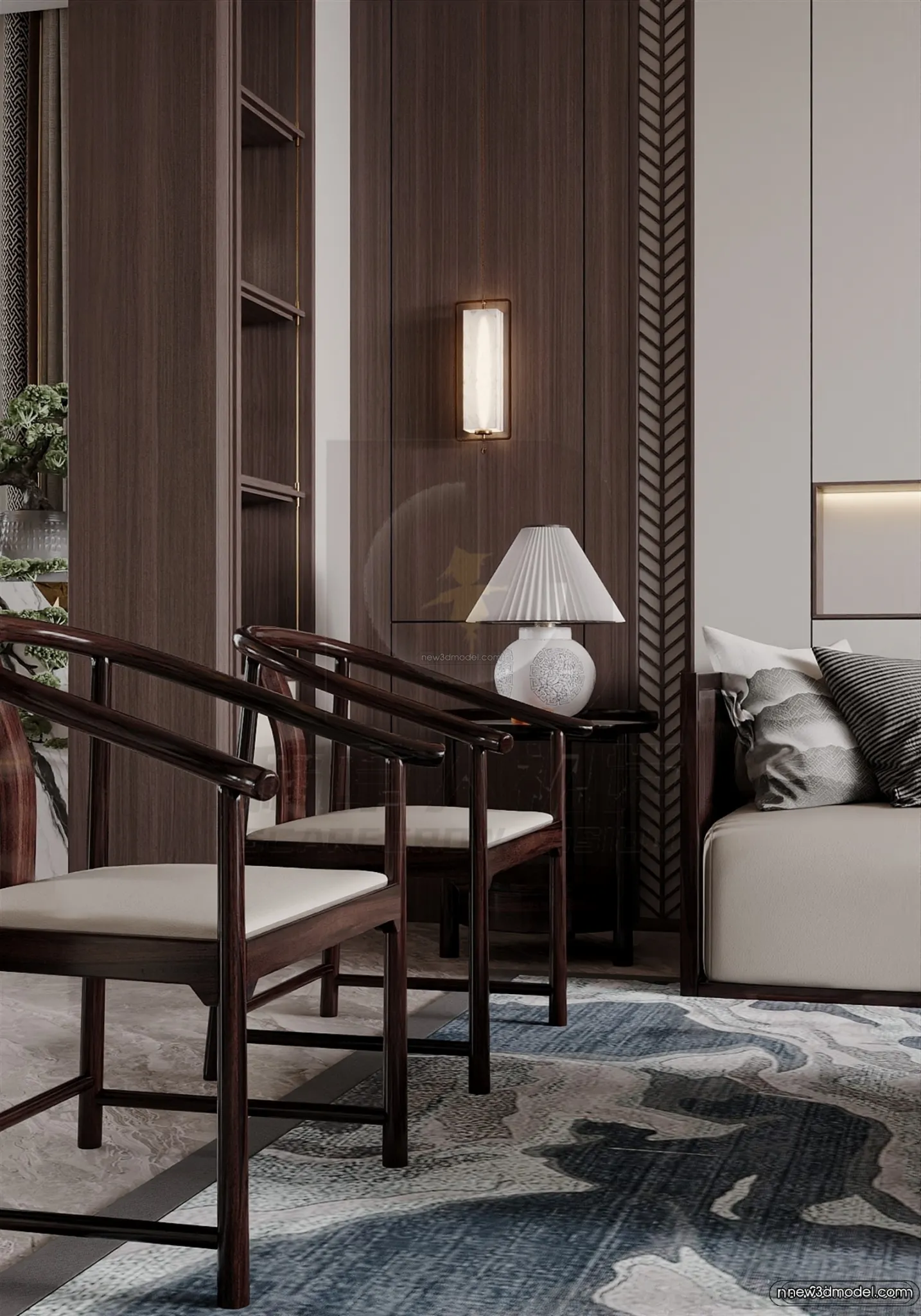 Modern Style Interior 3D Blocks and 3D Models - Living Room 3D Scene - 103