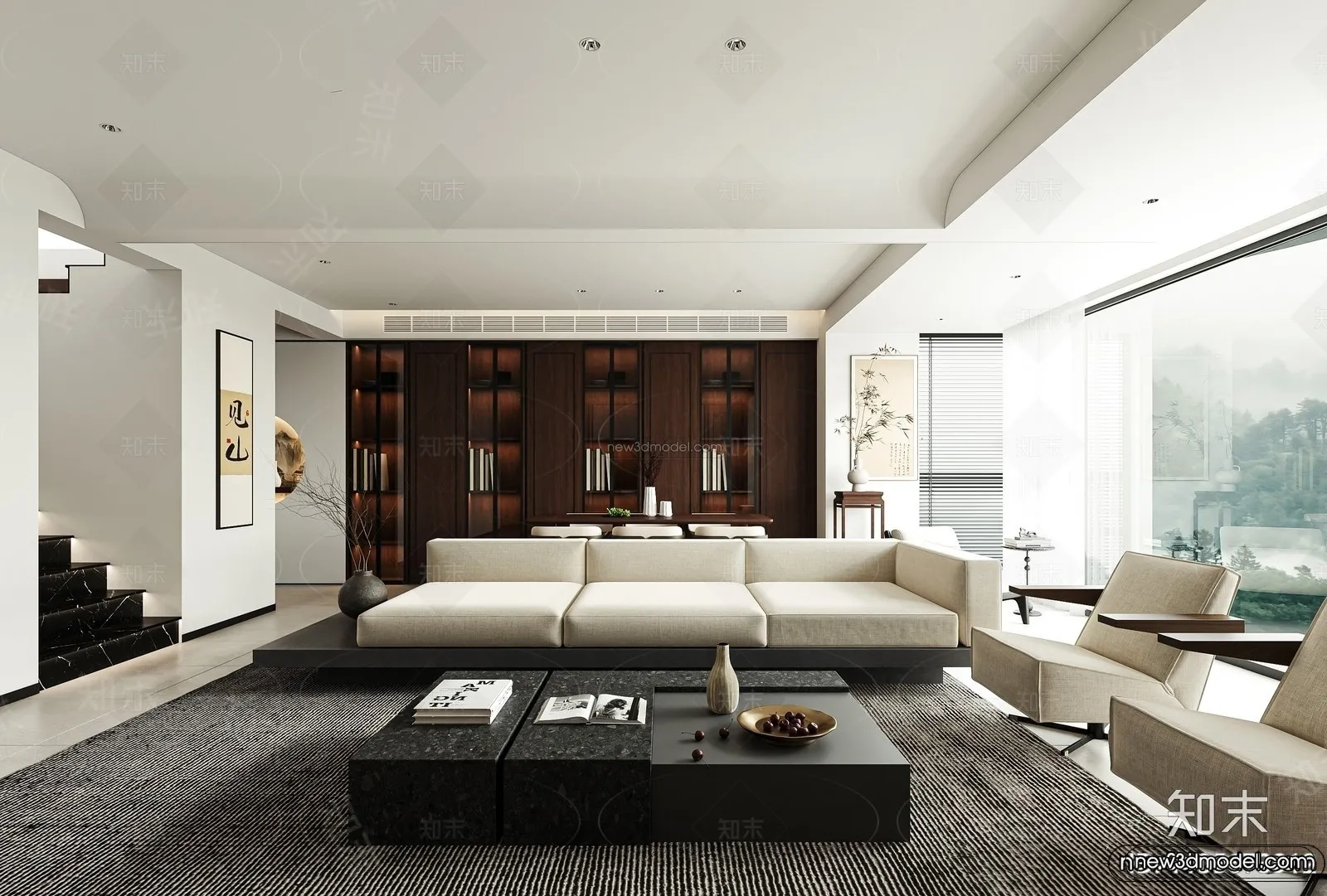Modern Style Interior 3D Blocks and 3D Models - Living Room 3D Scene - 104