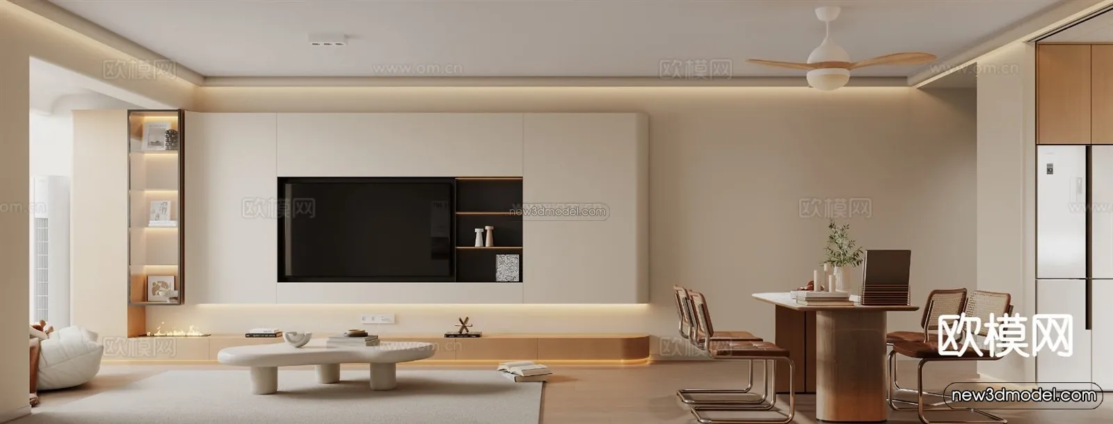 Modern Style Interior 3D Blocks and 3D Models - Living Room 3D Scene - 106