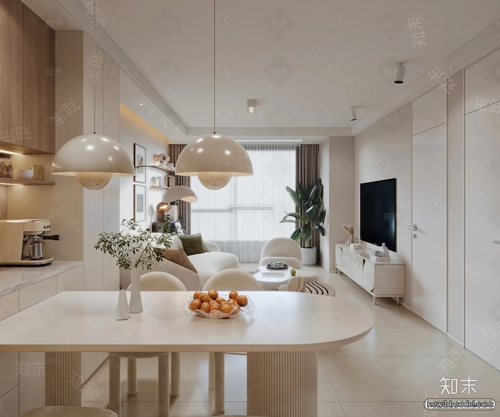 Modern Style Interior 3D Blocks and 3D Models - Living Room 3D Scene - 107