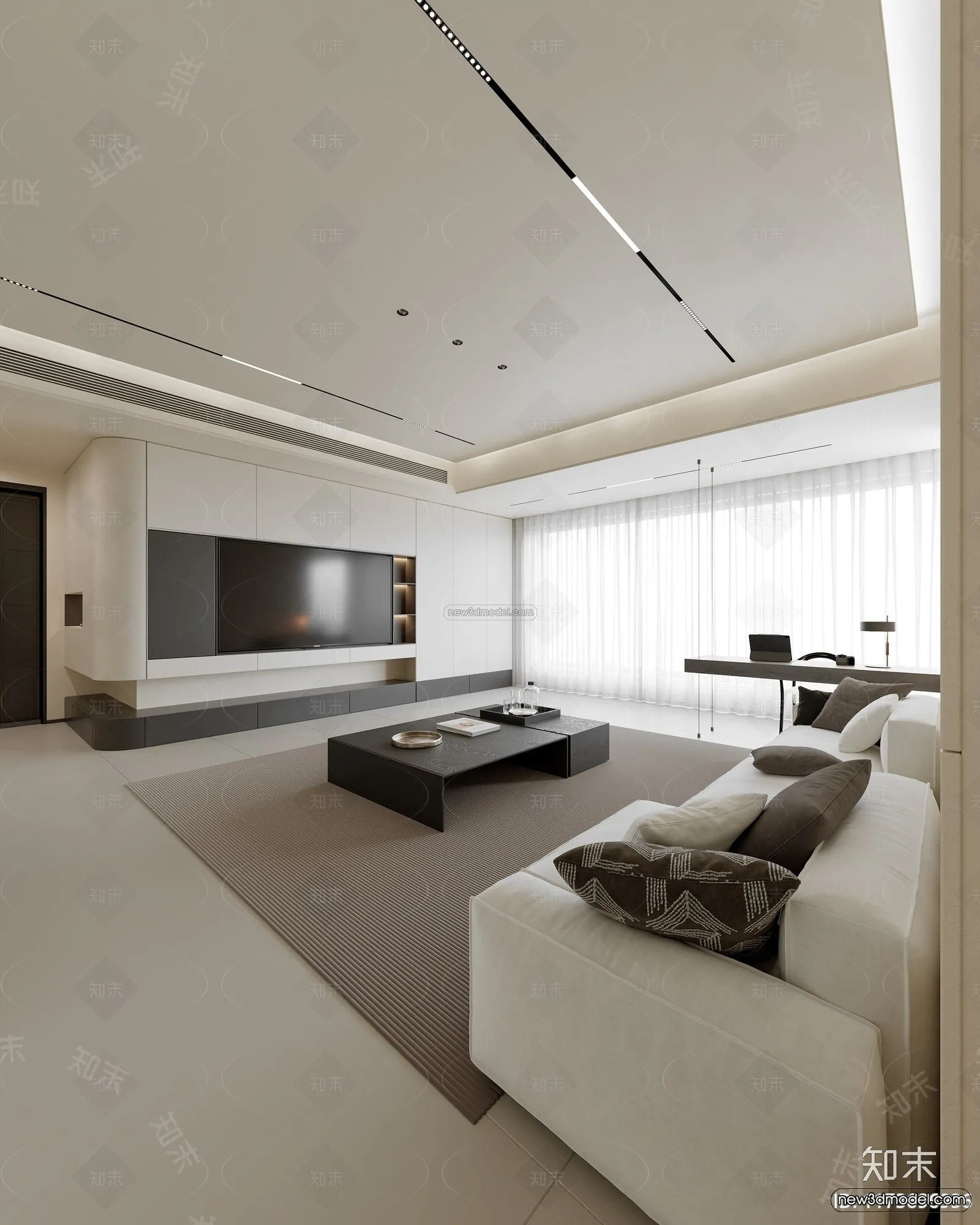 Modern Style Interior 3D Blocks and 3D Models - Living Room 3D Scene - 110