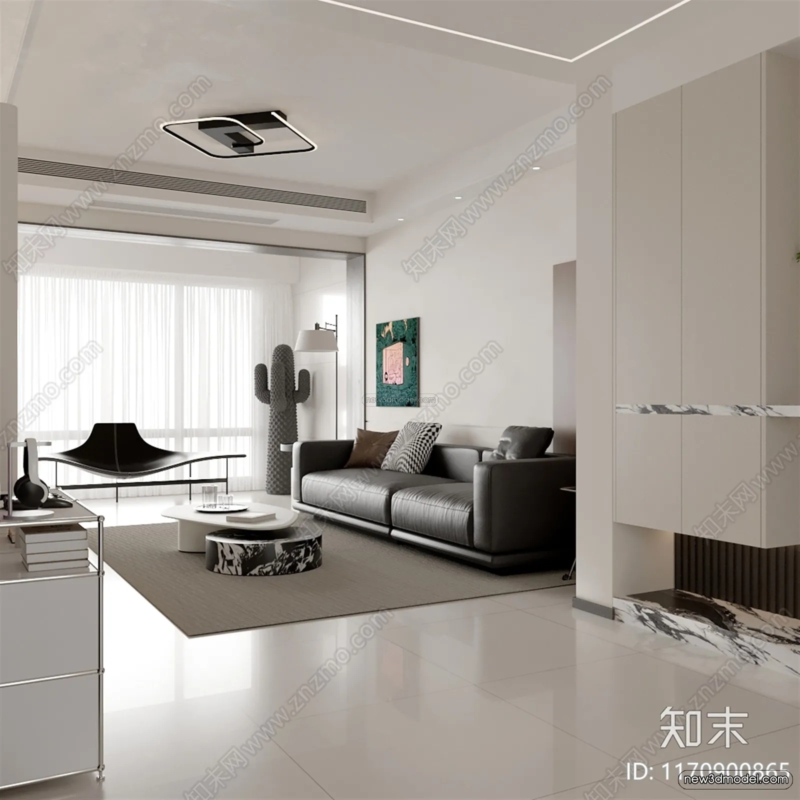 Modern Style Interior 3D Blocks and 3D Models - Living Room 3D Scene - 115