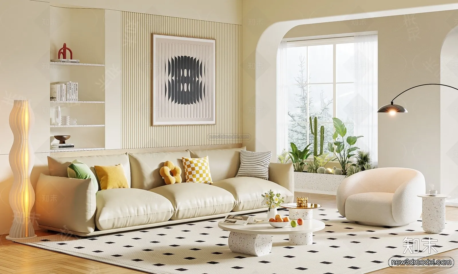 Modern Style Interior 3D Blocks and 3D Models - Living Room 3D Scene - 116
