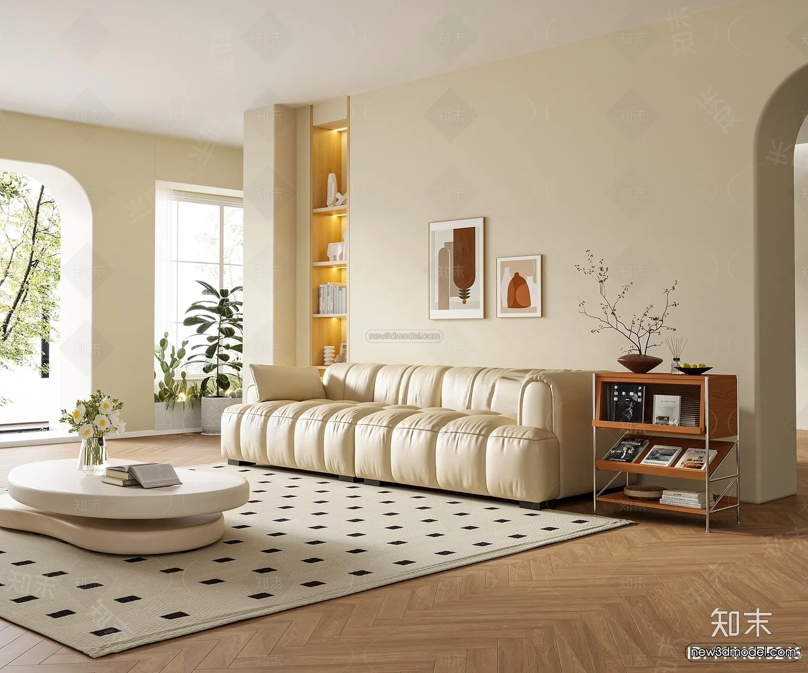 Modern Style Interior 3D Blocks and 3D Models - Living Room 3D Scene - 118
