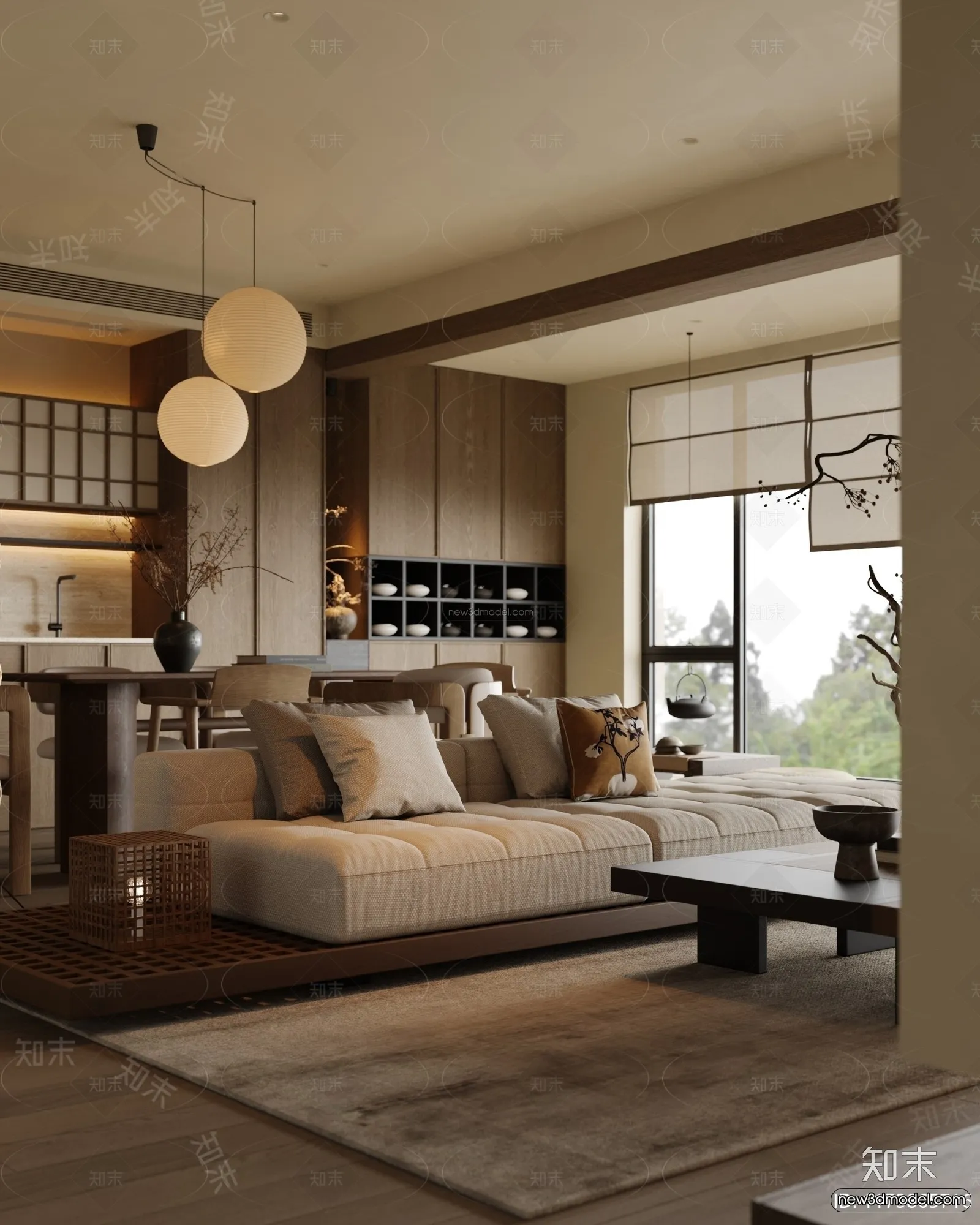 Modern Style Interior 3D Blocks and 3D Models - Living Room 3D Scene - 121